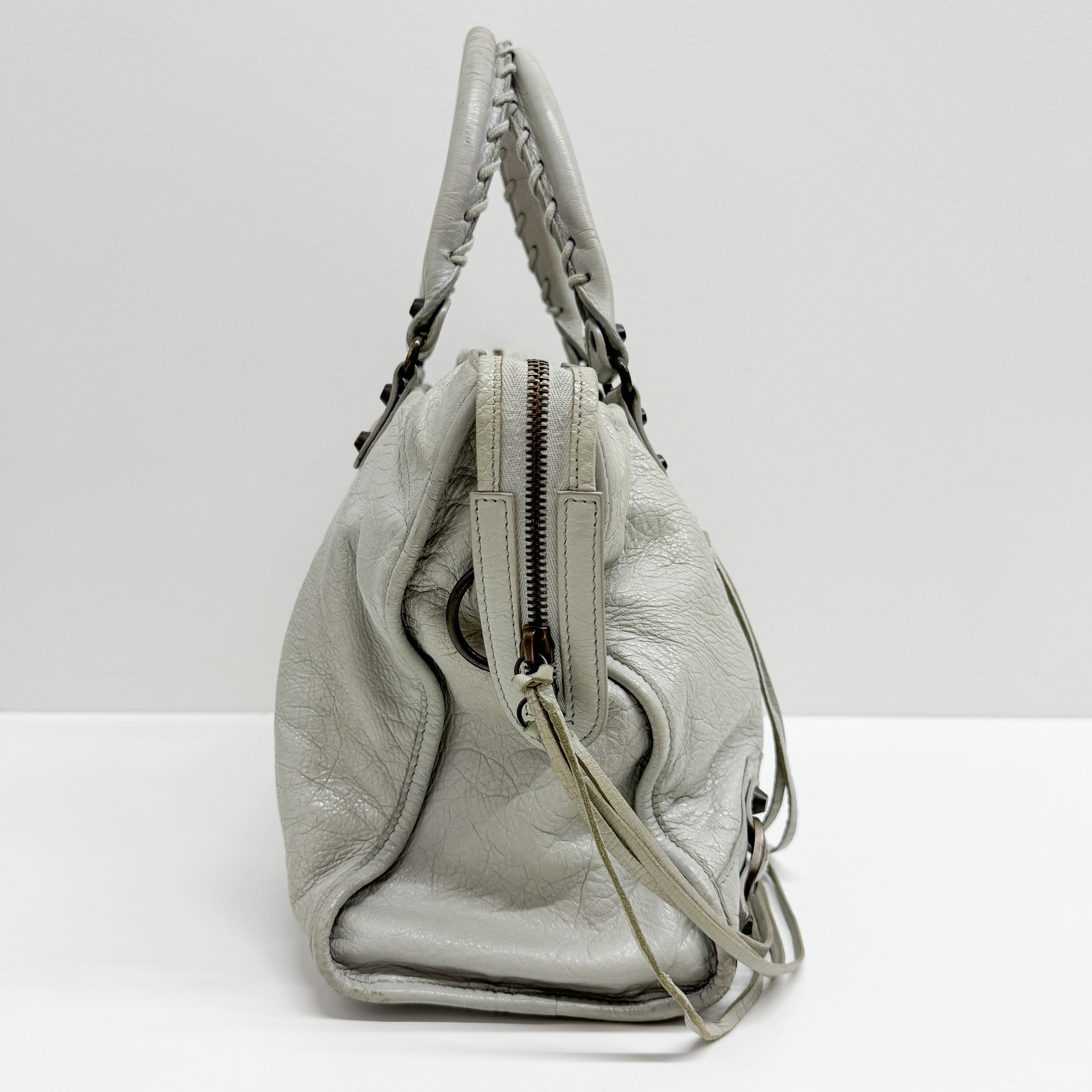 The City Grey Calfskin Leather Two Way Bag
