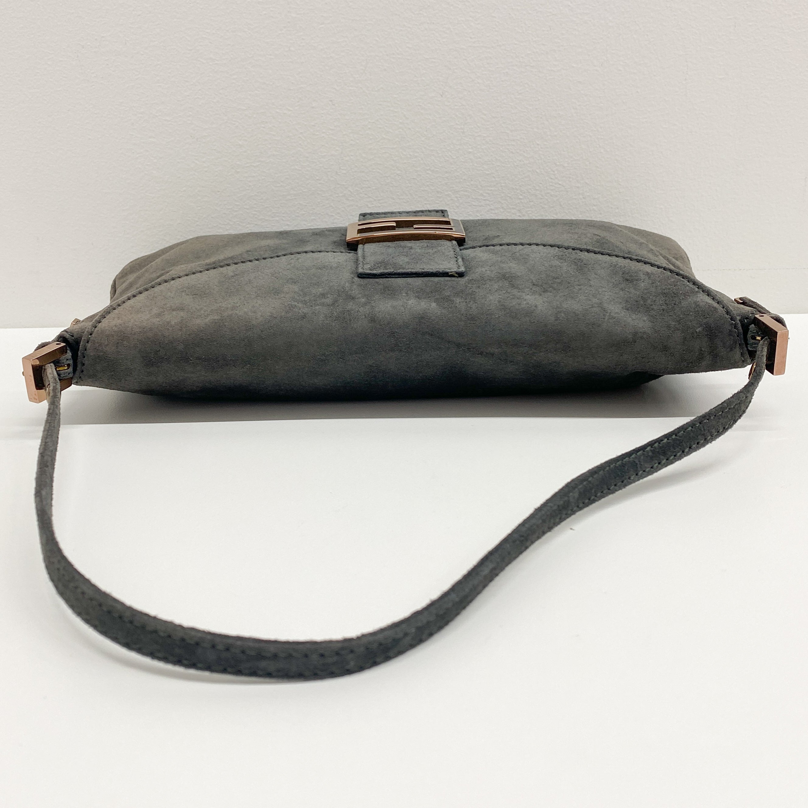 Vintage Grey Suede Shoulder Bag