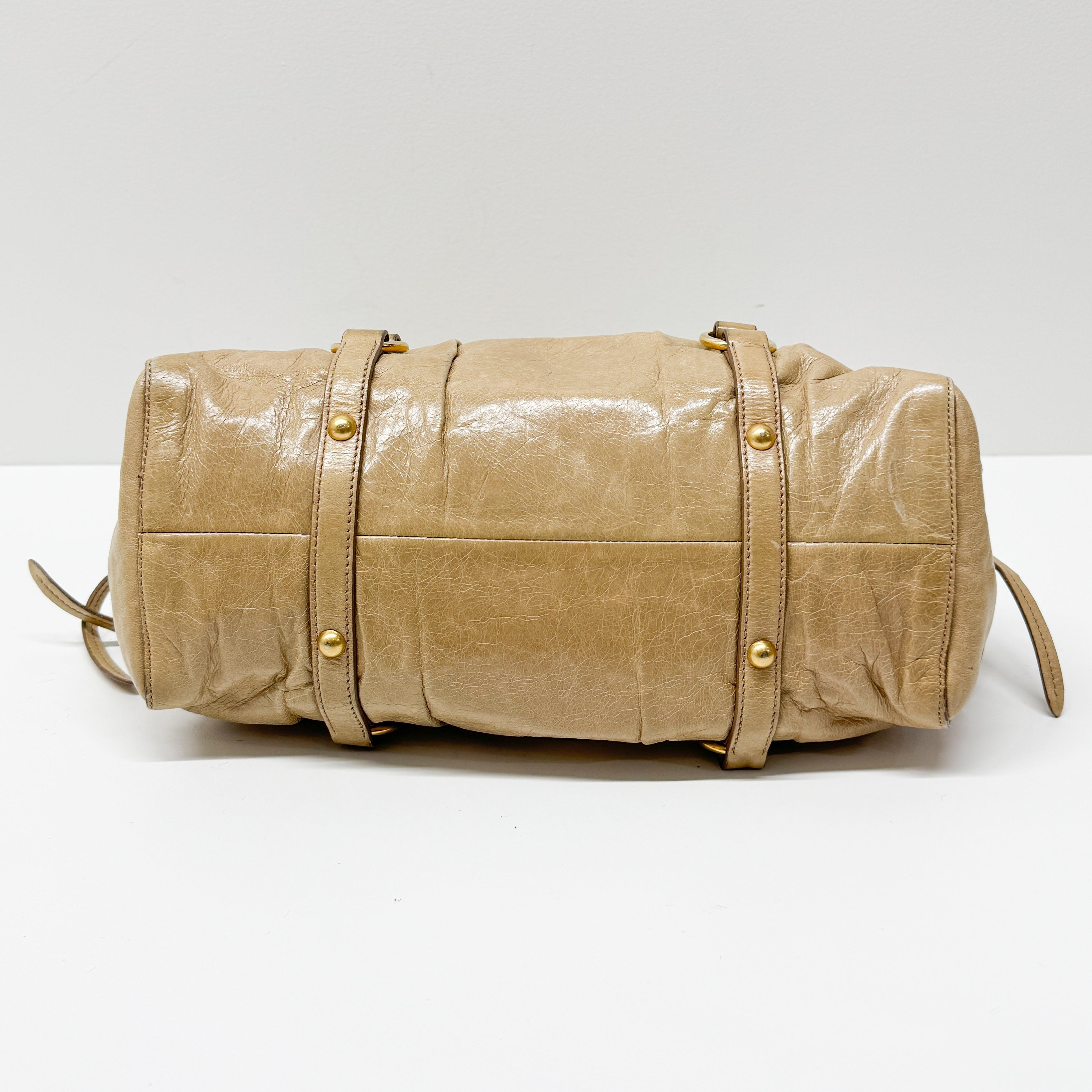 Vitello Beige Leather Hand Bag