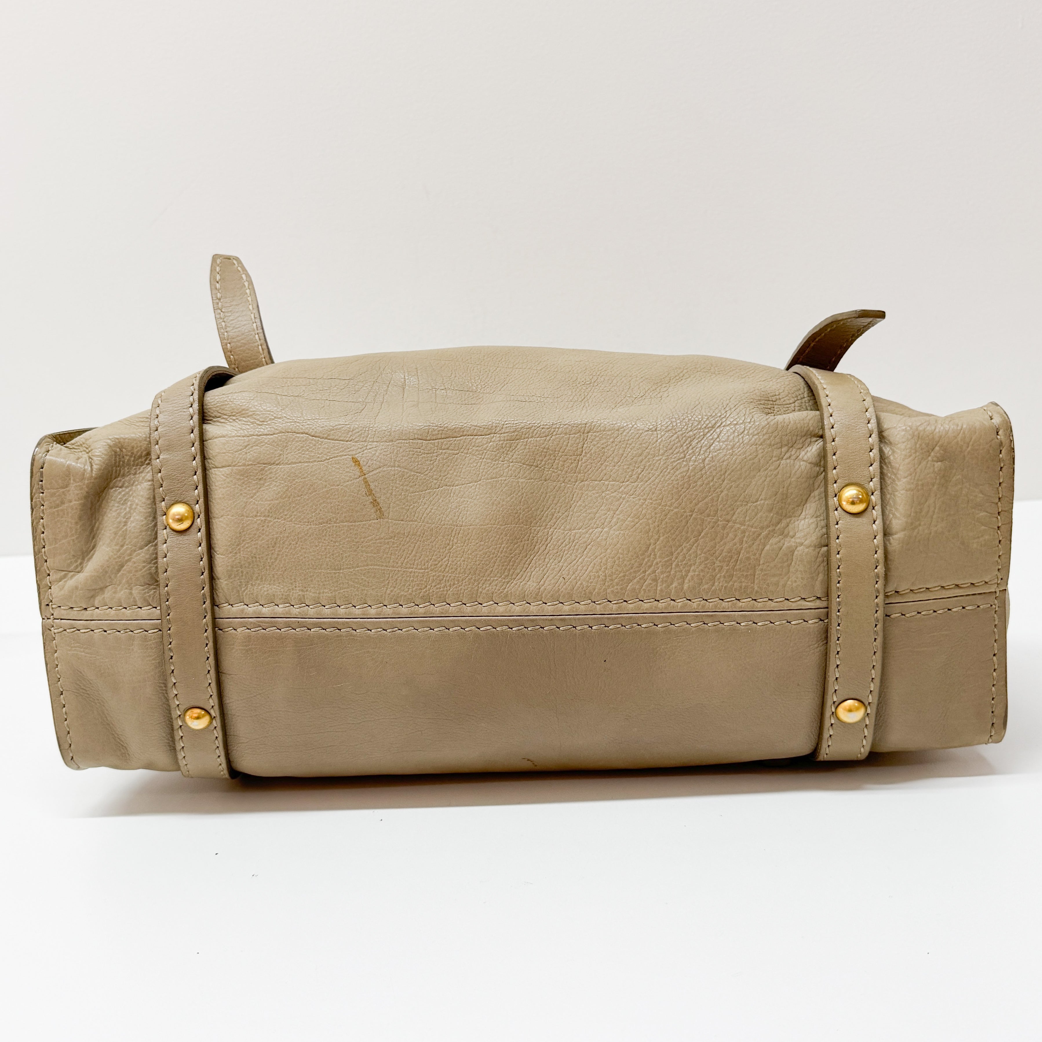Vintage Beige Leather Shoulder Bag
