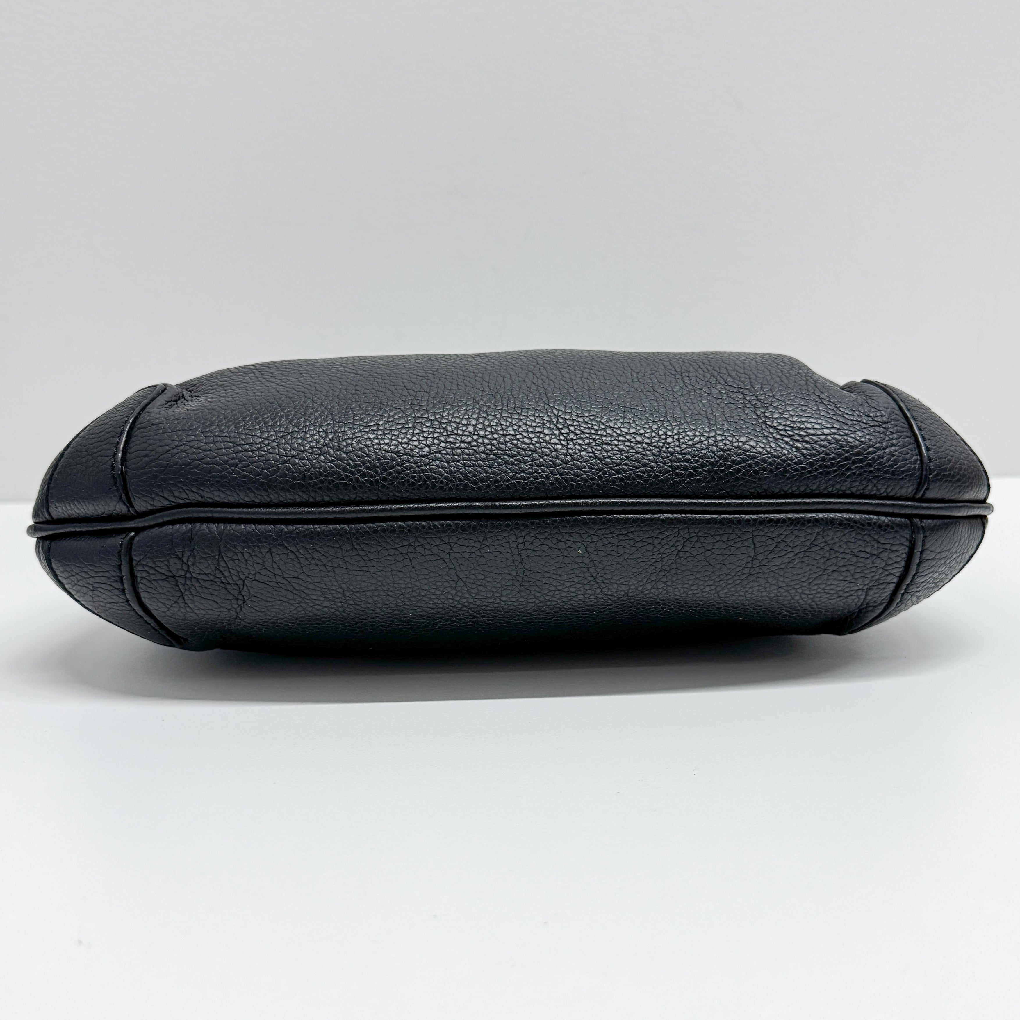 Horsebit Black Leather Shoulder Bag