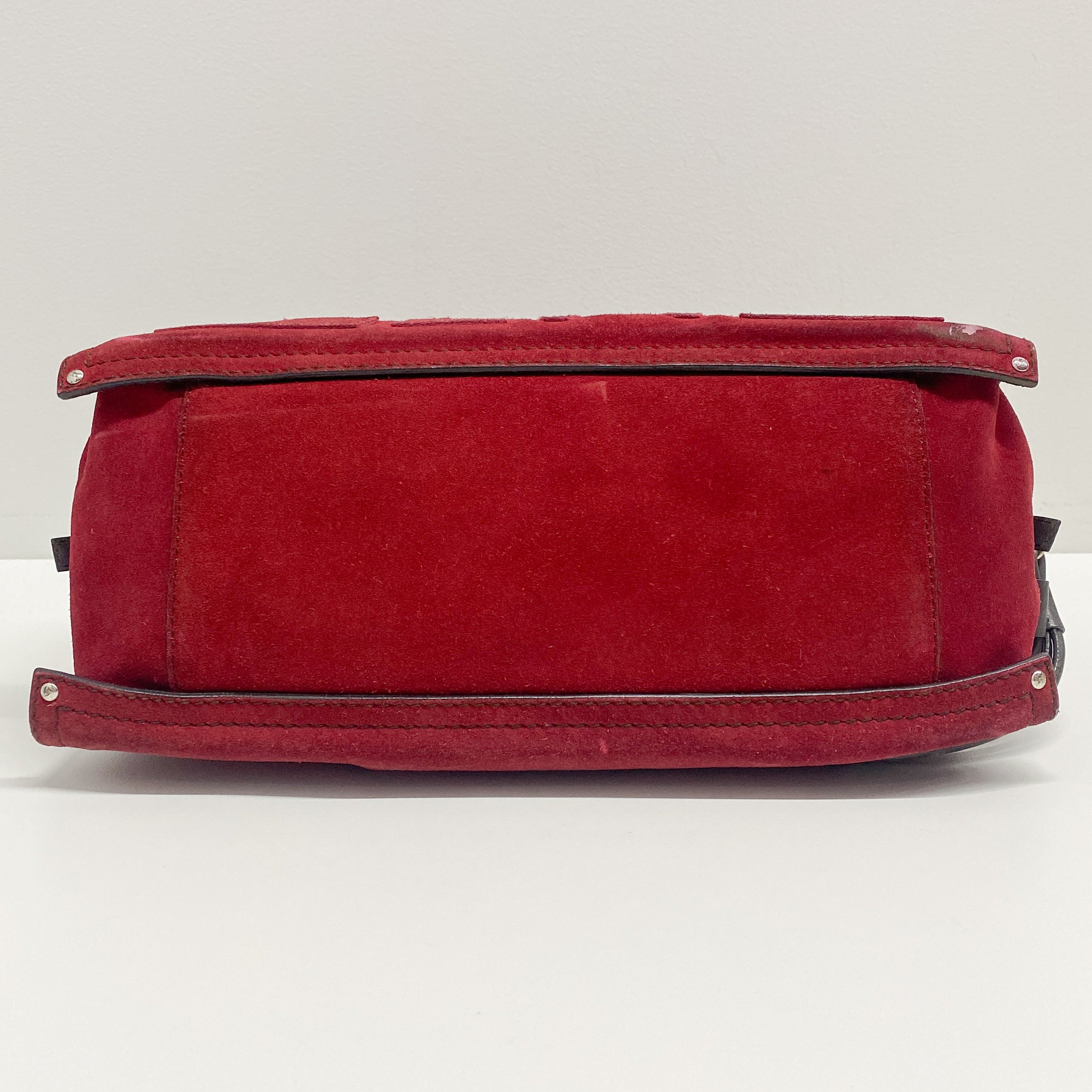 Vintage Red Suede Shoulder Bag