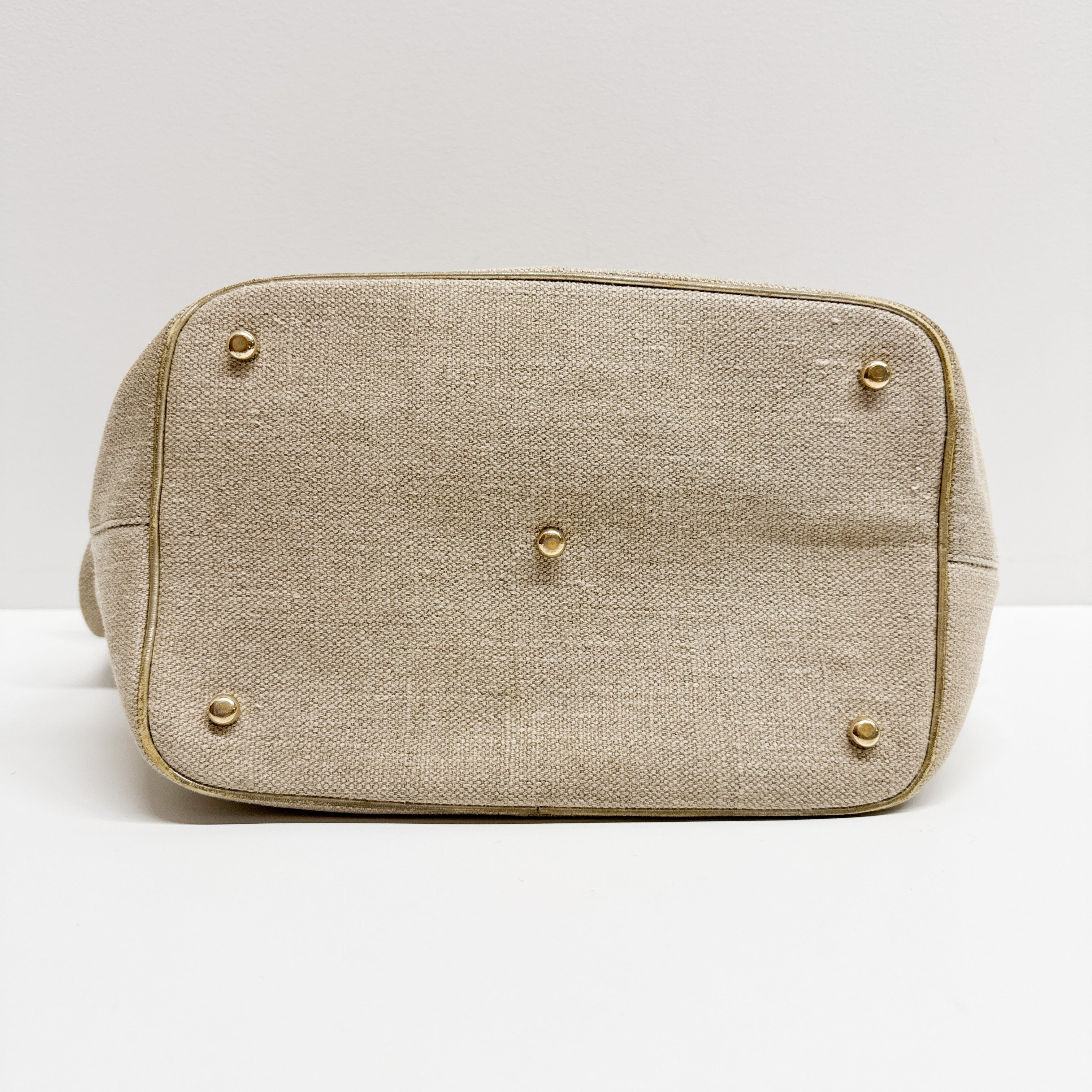 Beige Cotton Crossbody Bag