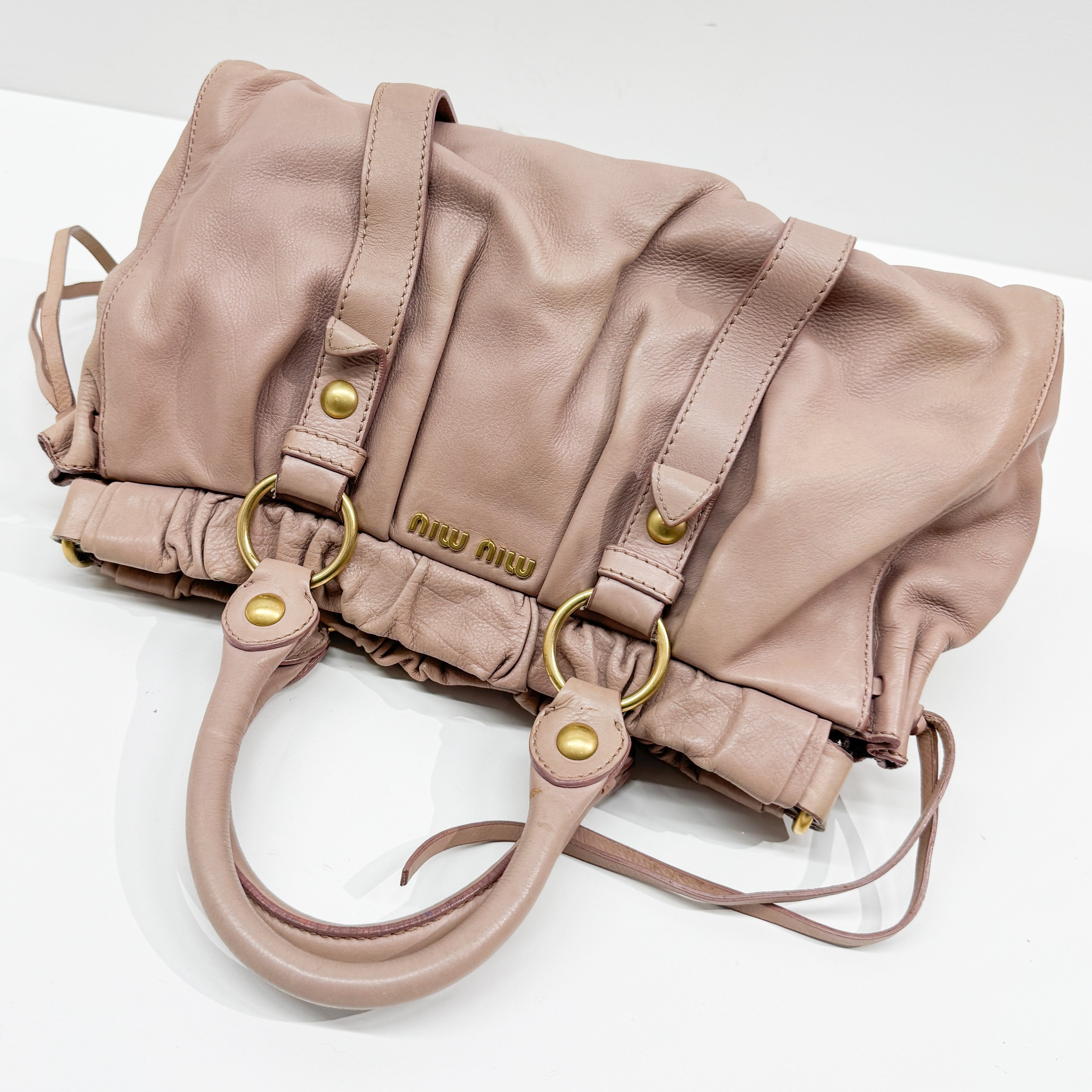 Vitello Pink Leather Two Way Bag