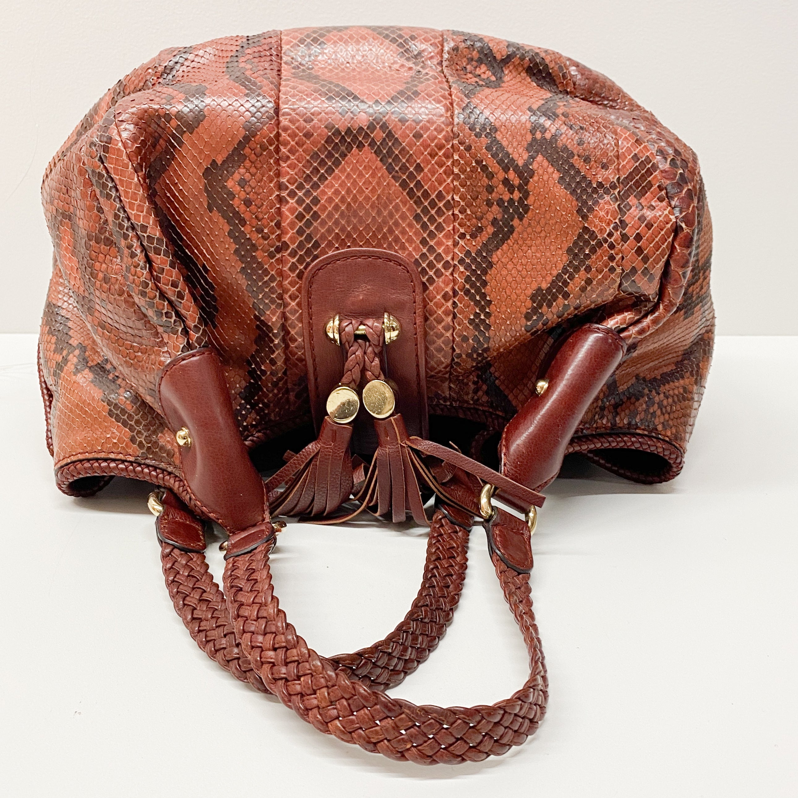 Marrakech Red Embossed Python Hobo Bag