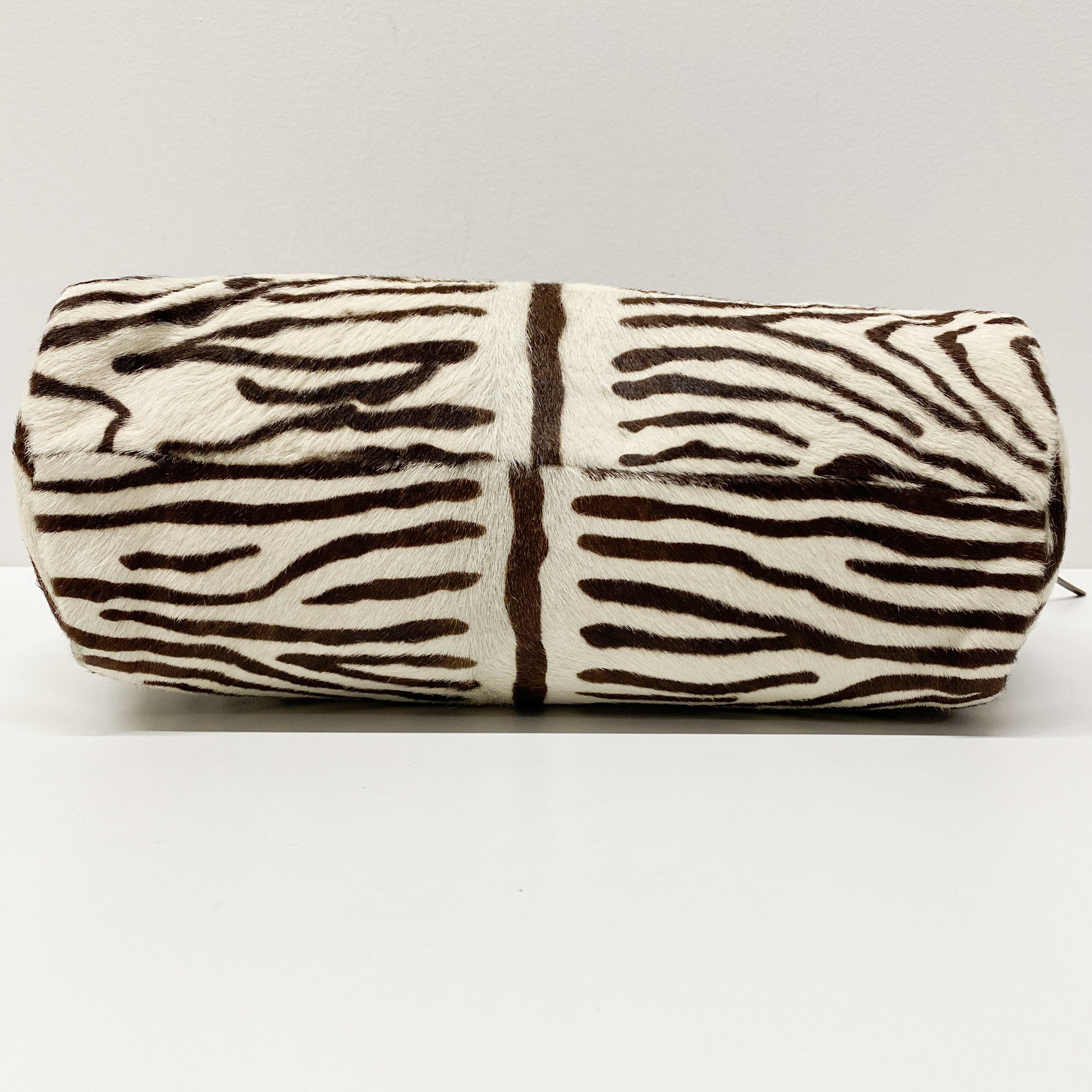 Brown Zebra Print Pony Hair Handbag