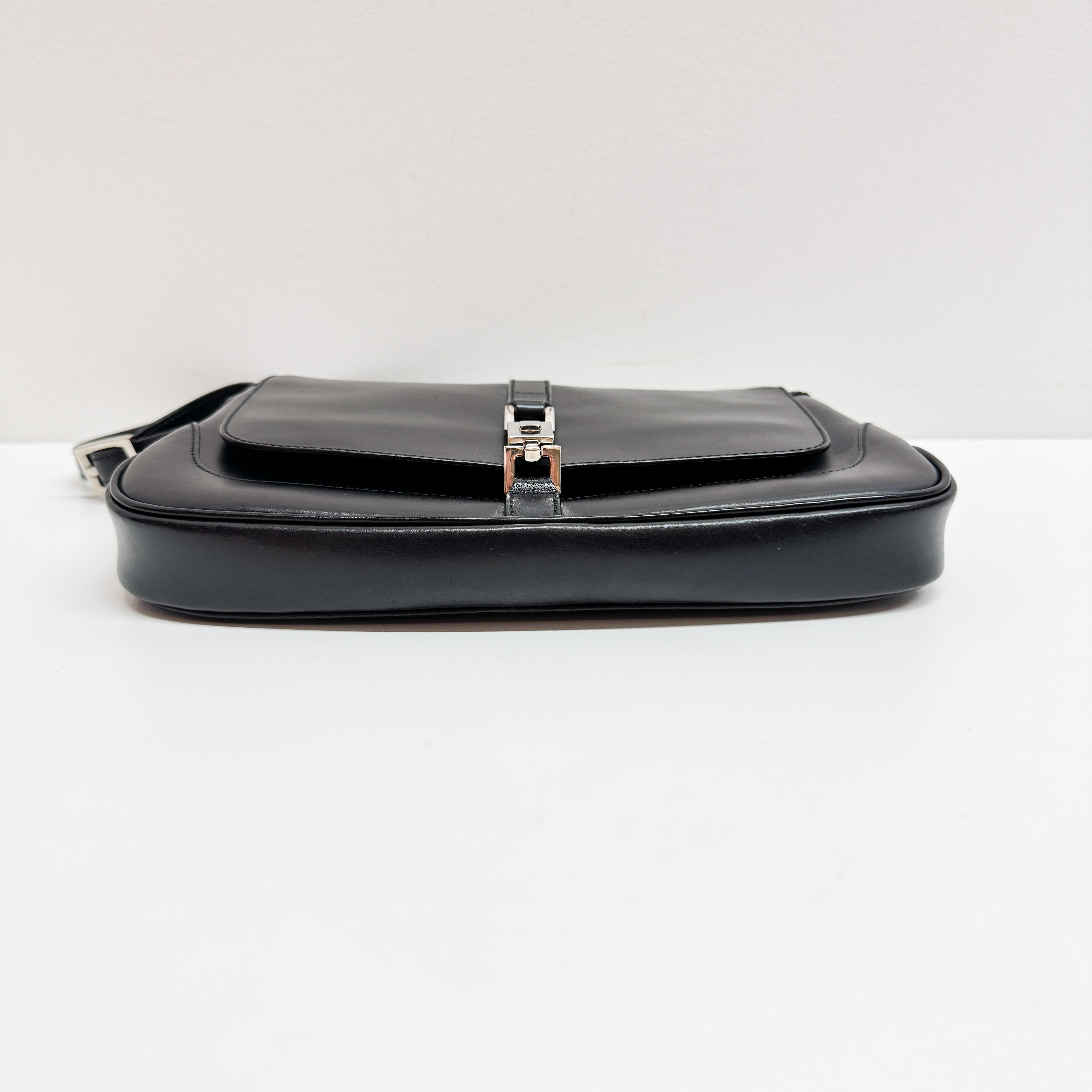 Jackie Black Calfskin Leather Shoulder Bag