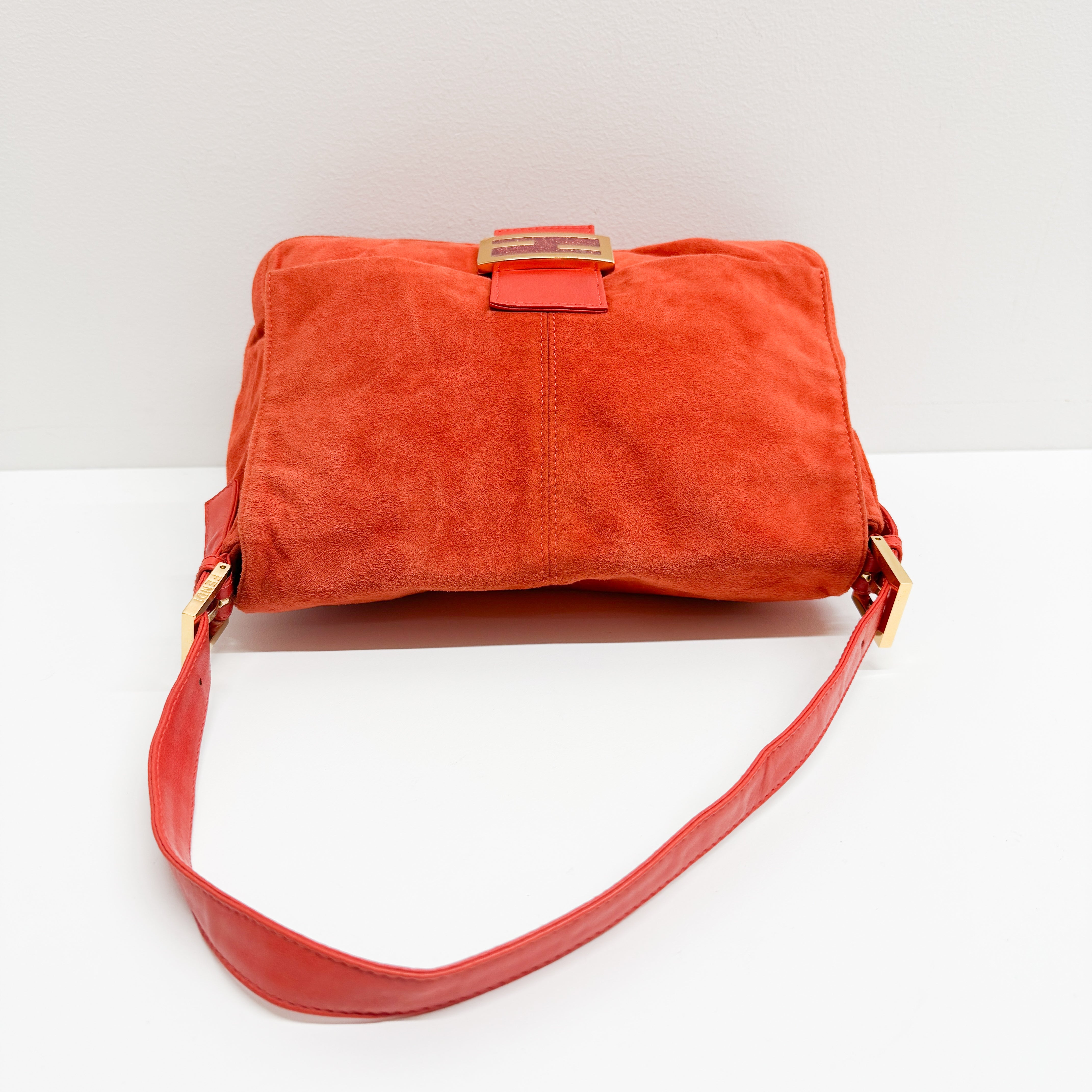Mamma Baguette Orange Suede Shoulder Bag