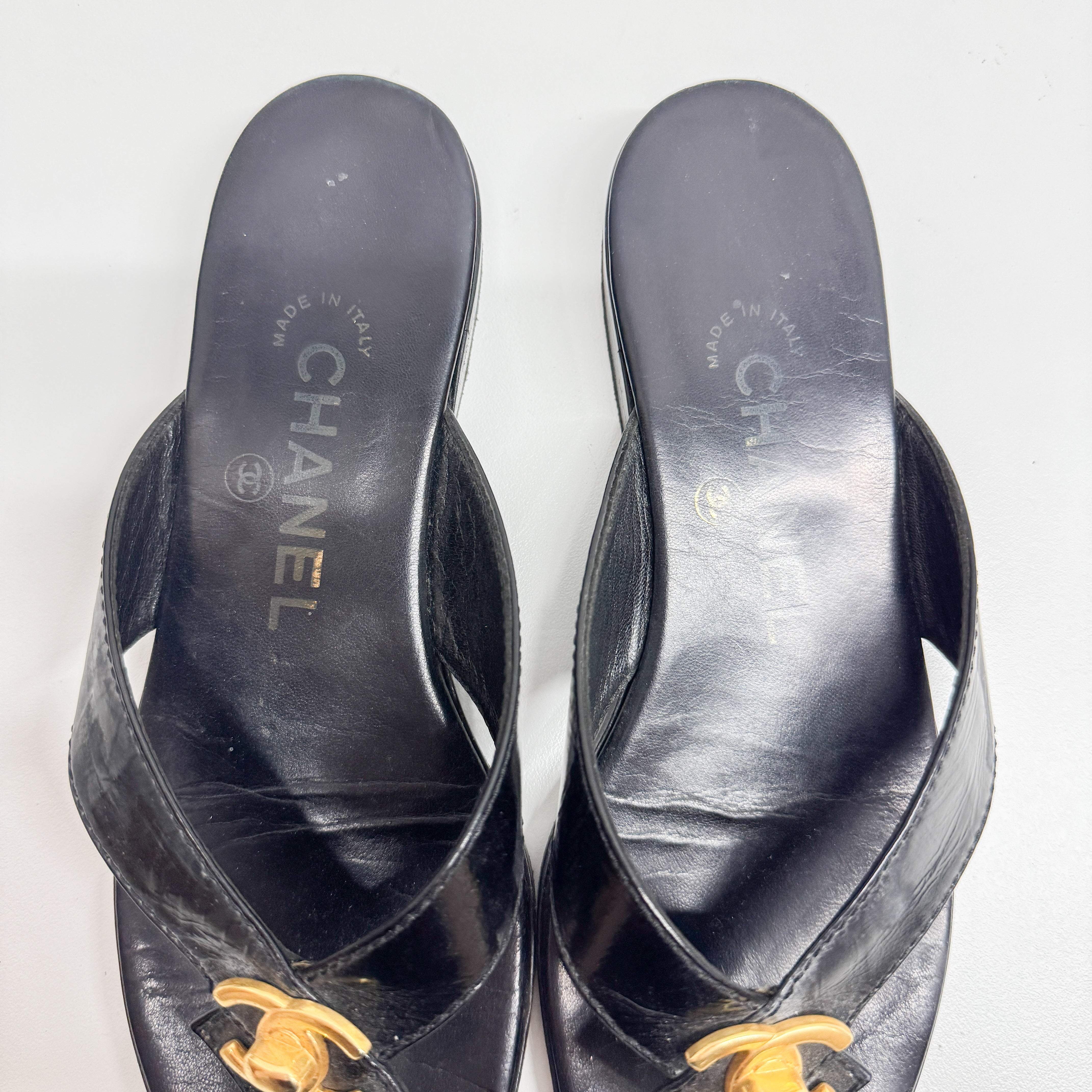 Size 36 Black Leather Sandals