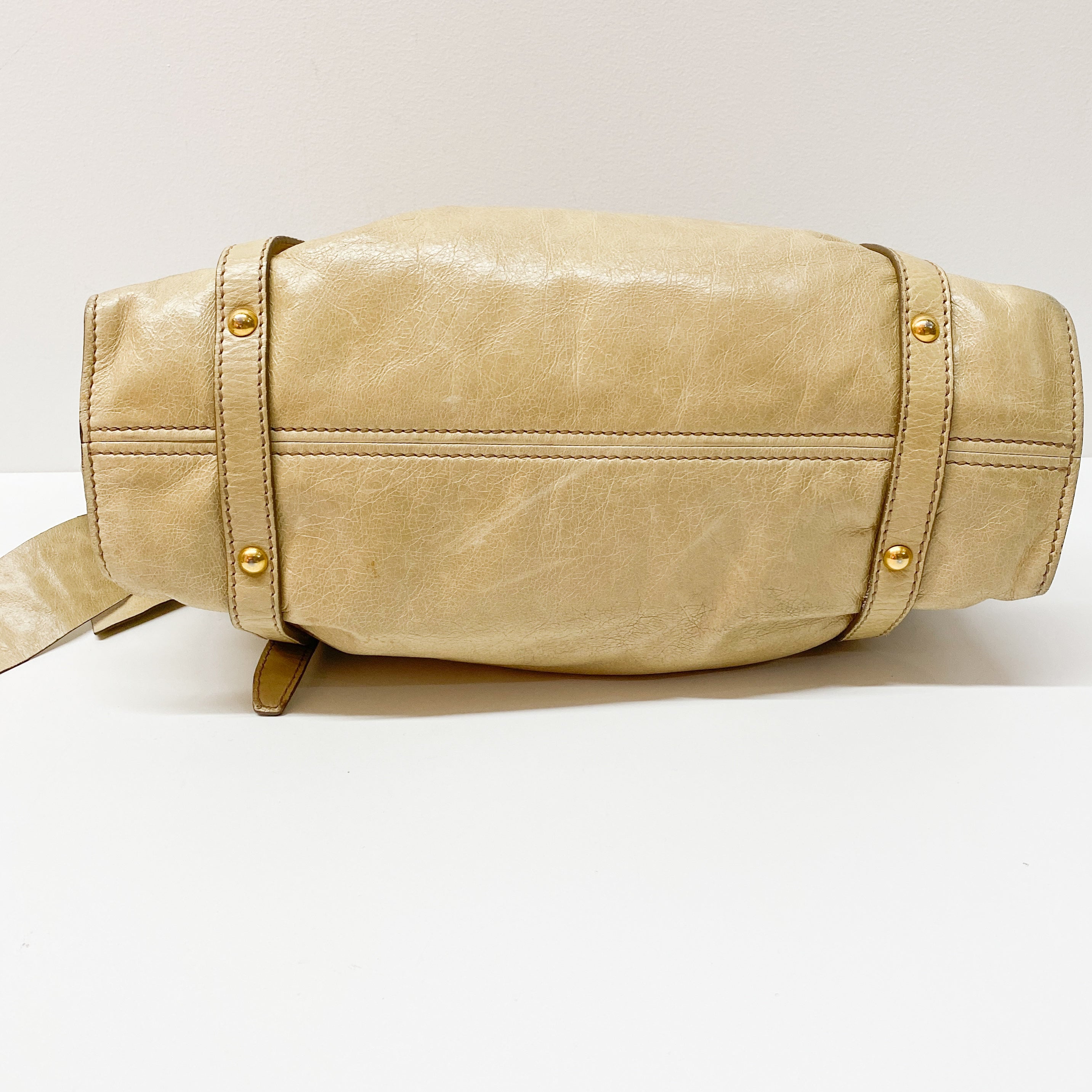 Vintage Yellow Leather Shoulder Bag