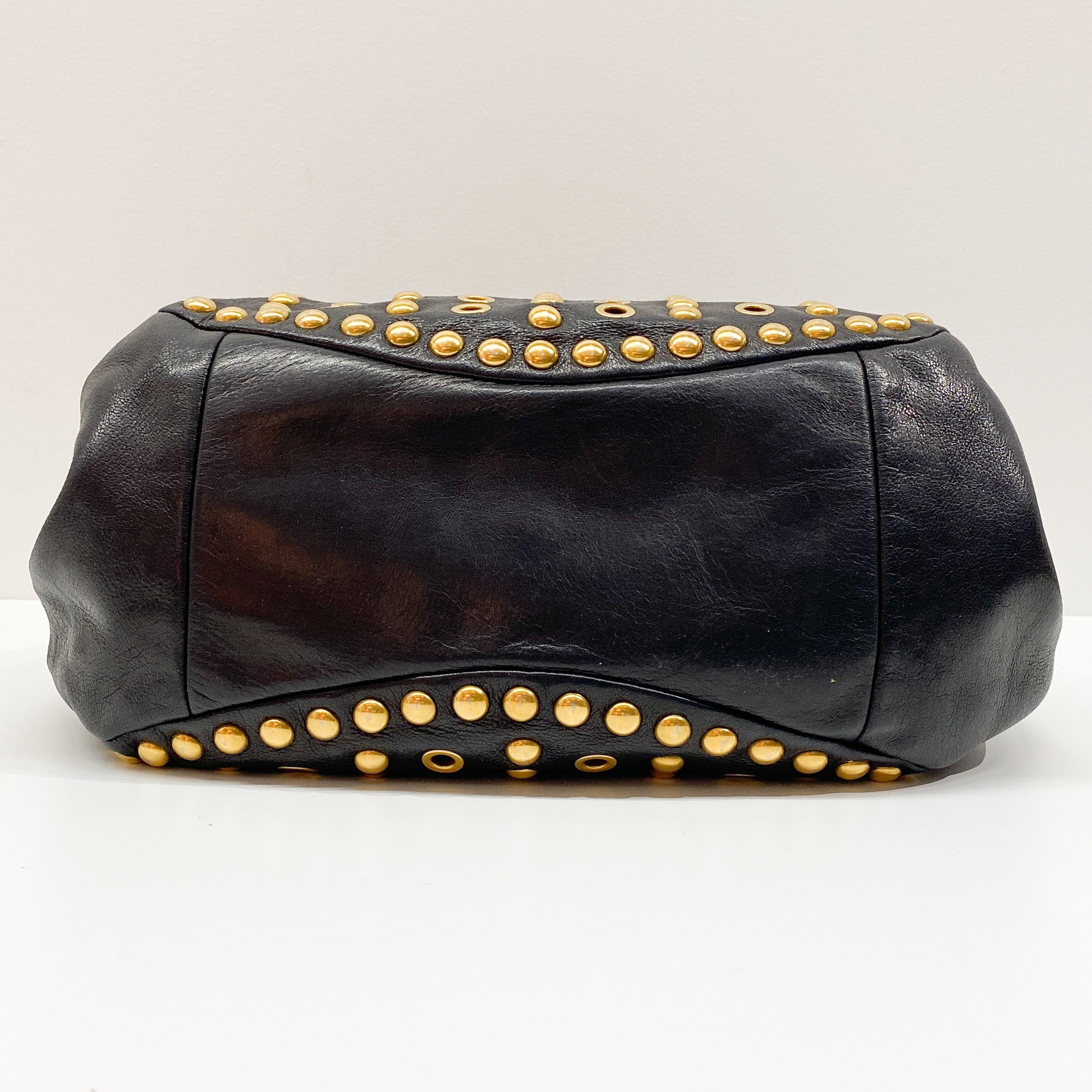 Vintage Black Gold Studded Leather Bag