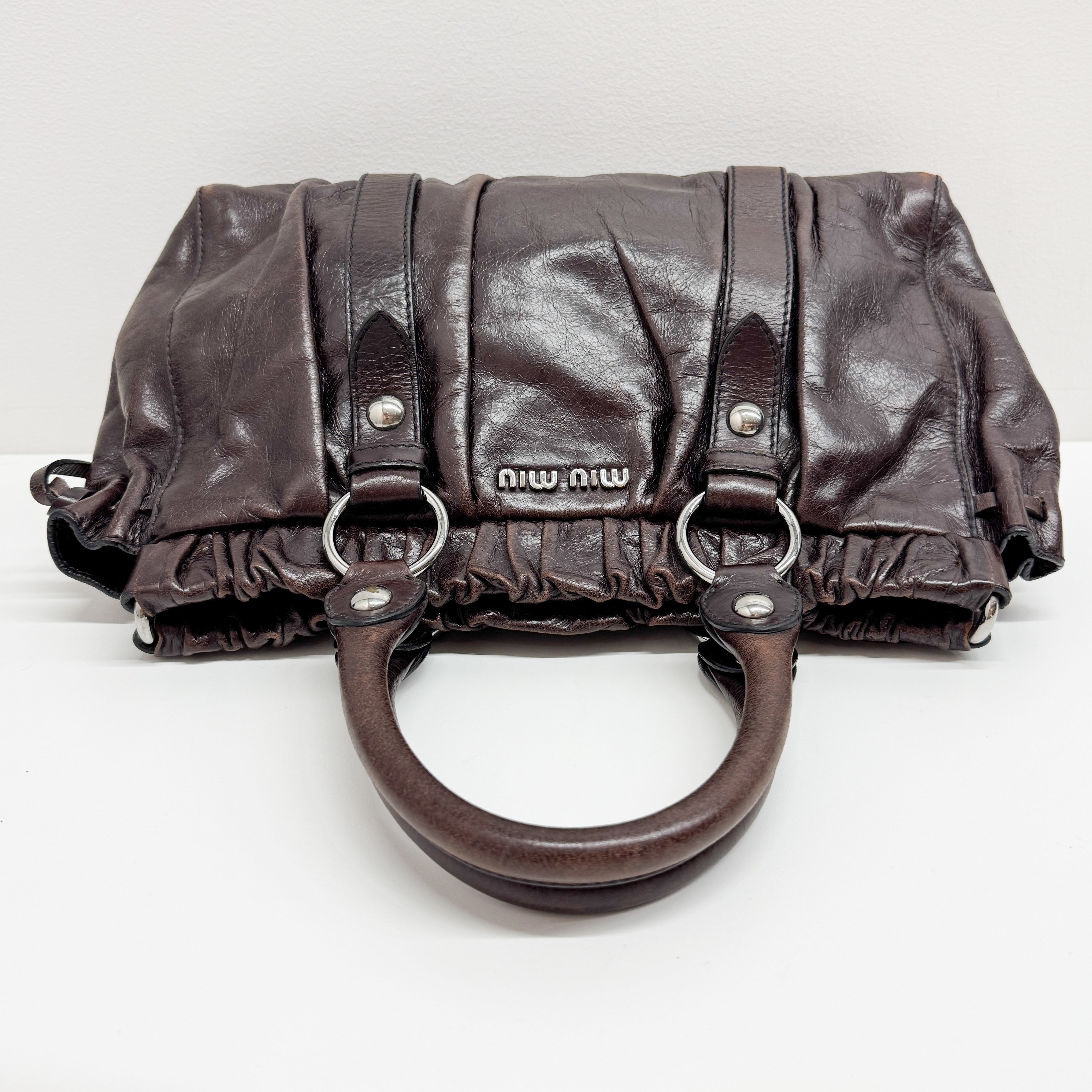 Vitello Brown Calfskin Leather Two Way Bag
