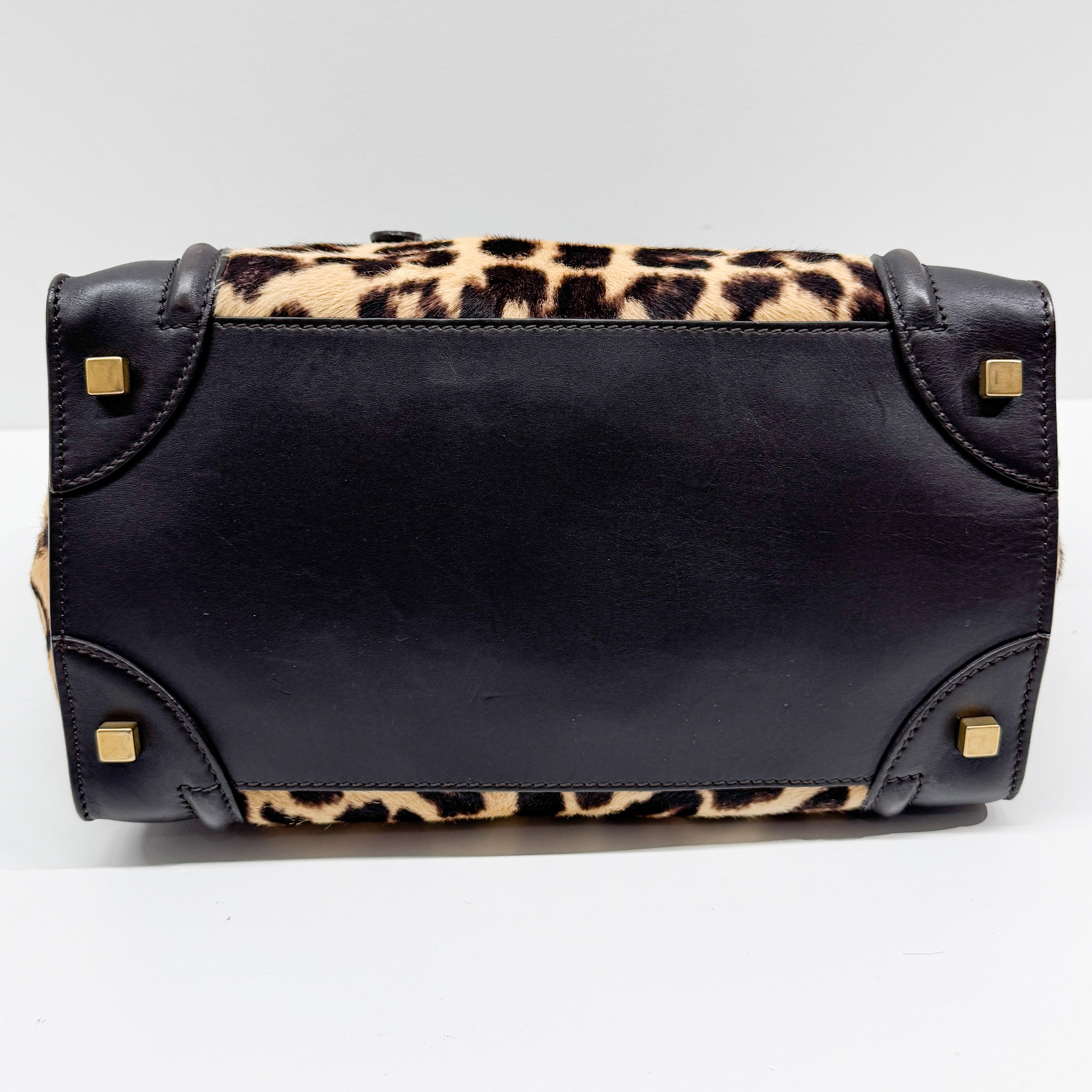 Luggage Micro Leopard Print Pony Hair Hand Bag