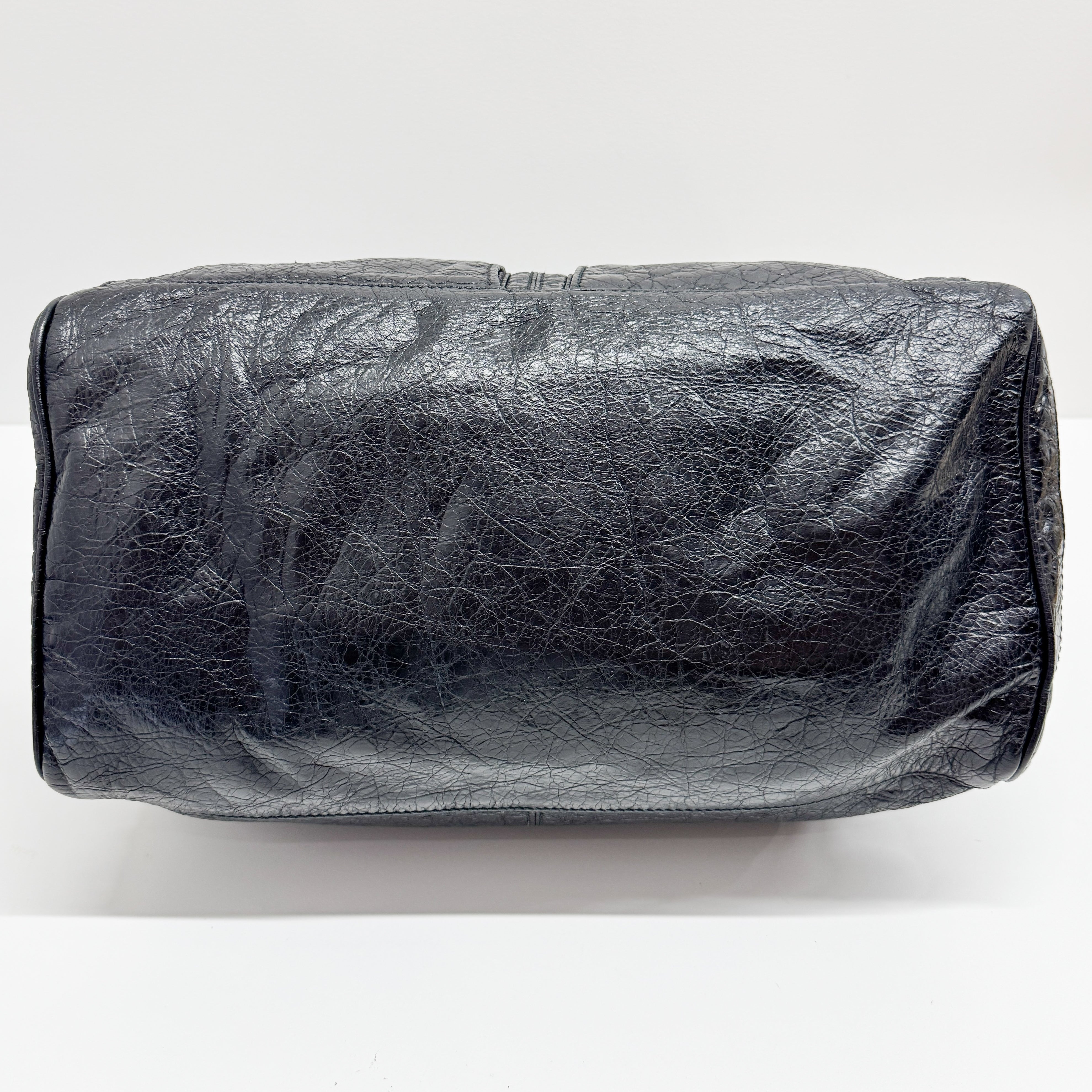 Black Leather City Tote