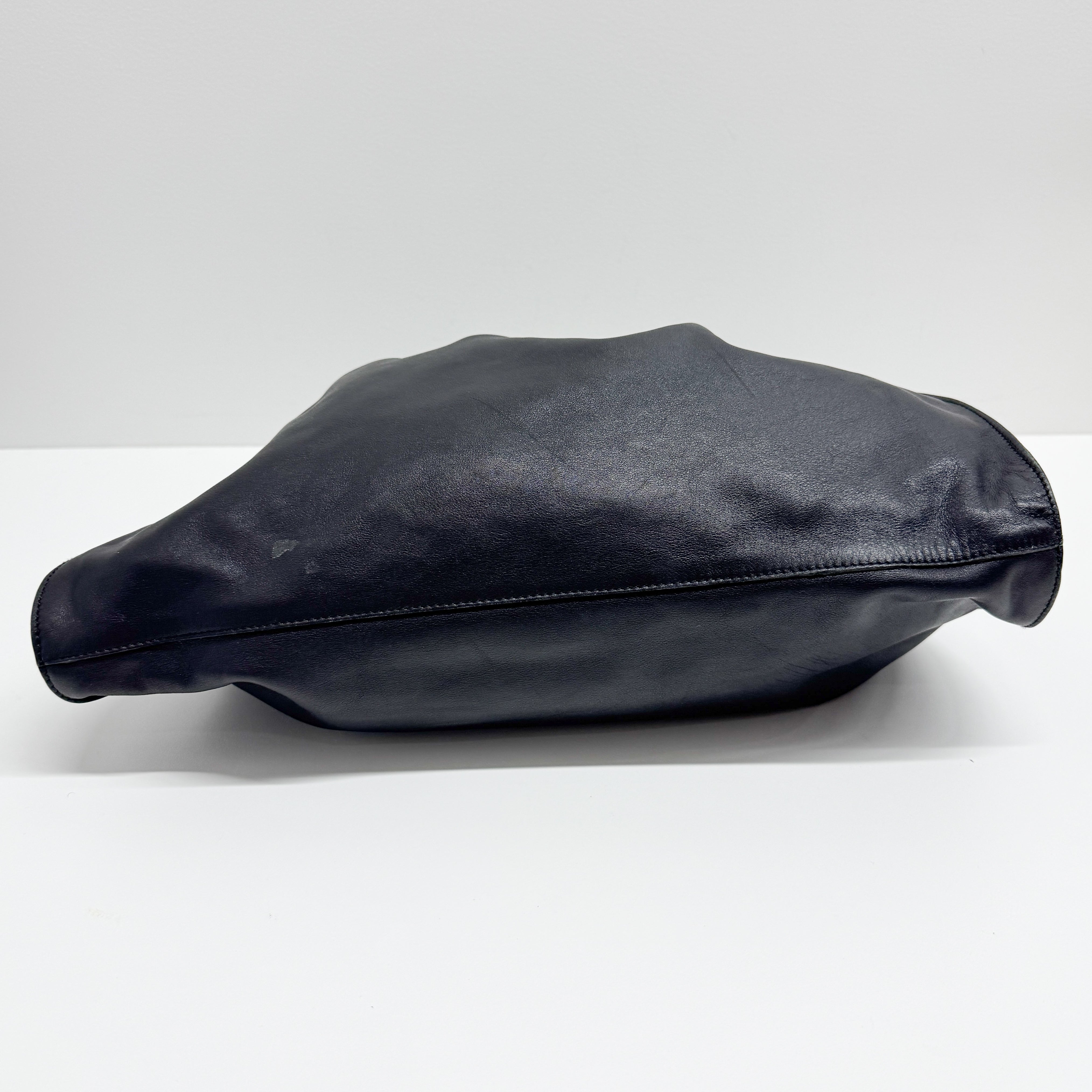 Black Leather Hobo Shoulder Bag