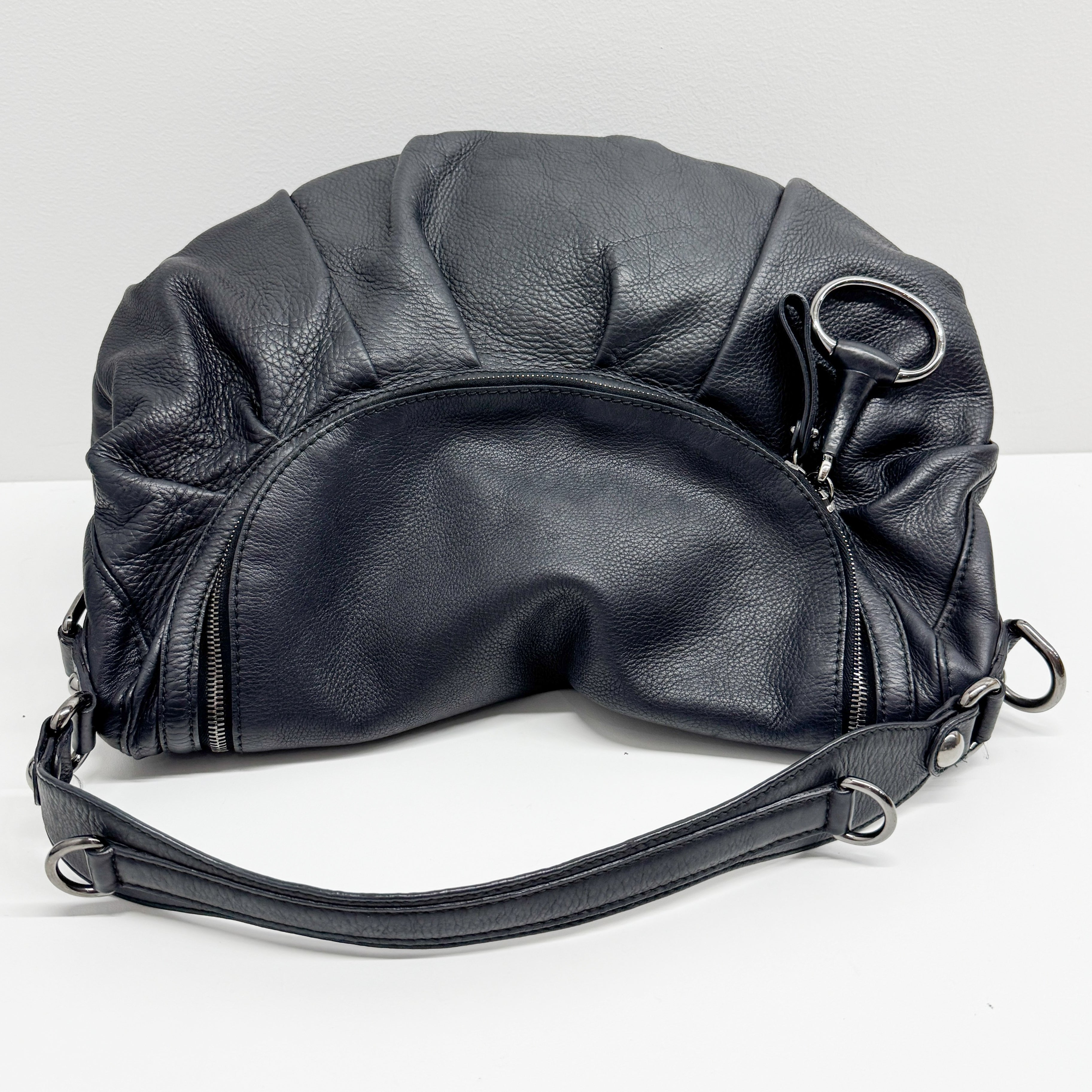 Icon Black Leather Hobo Shoulder Bag