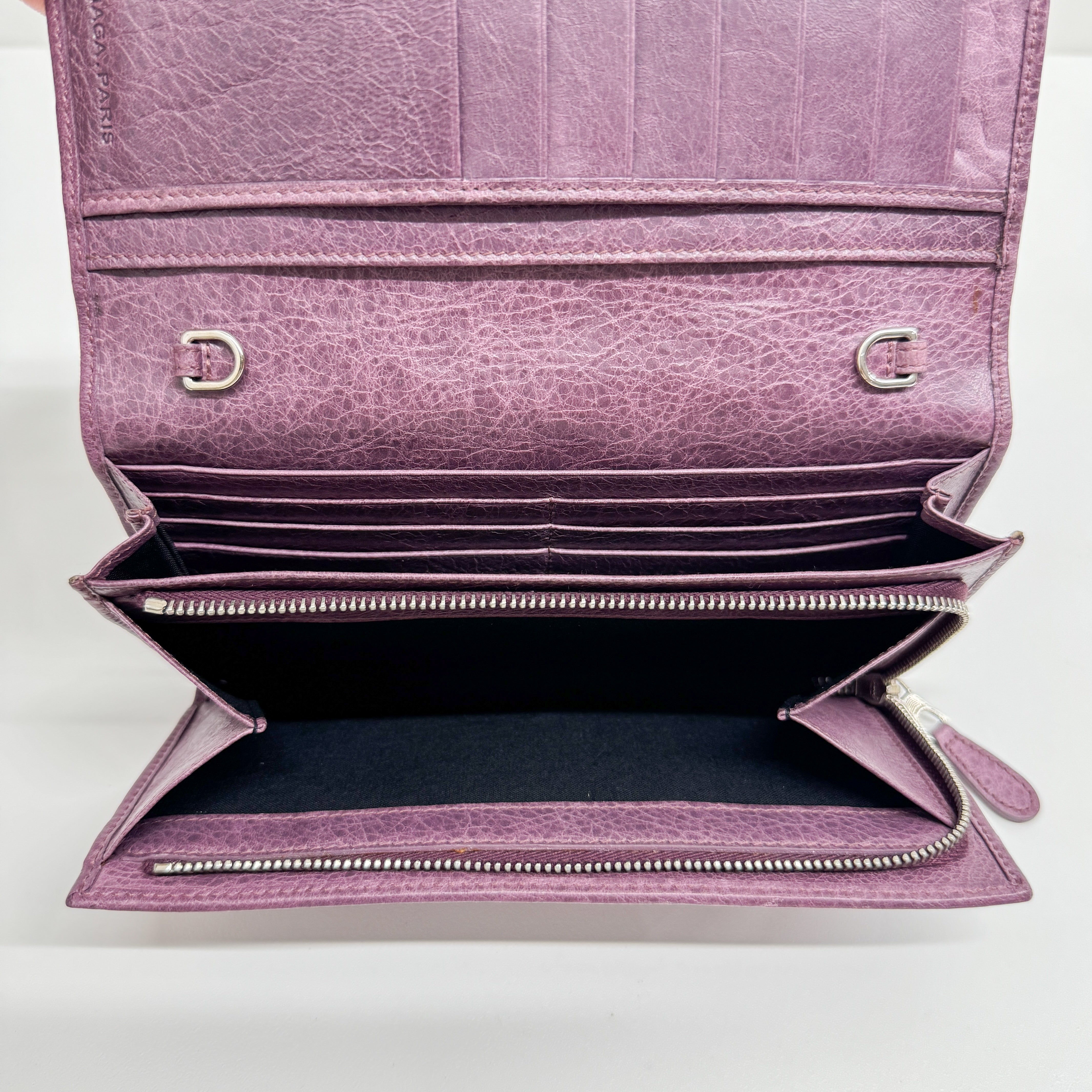 Continental Purple Calfskin Leather Wallet/Shoulder Bag