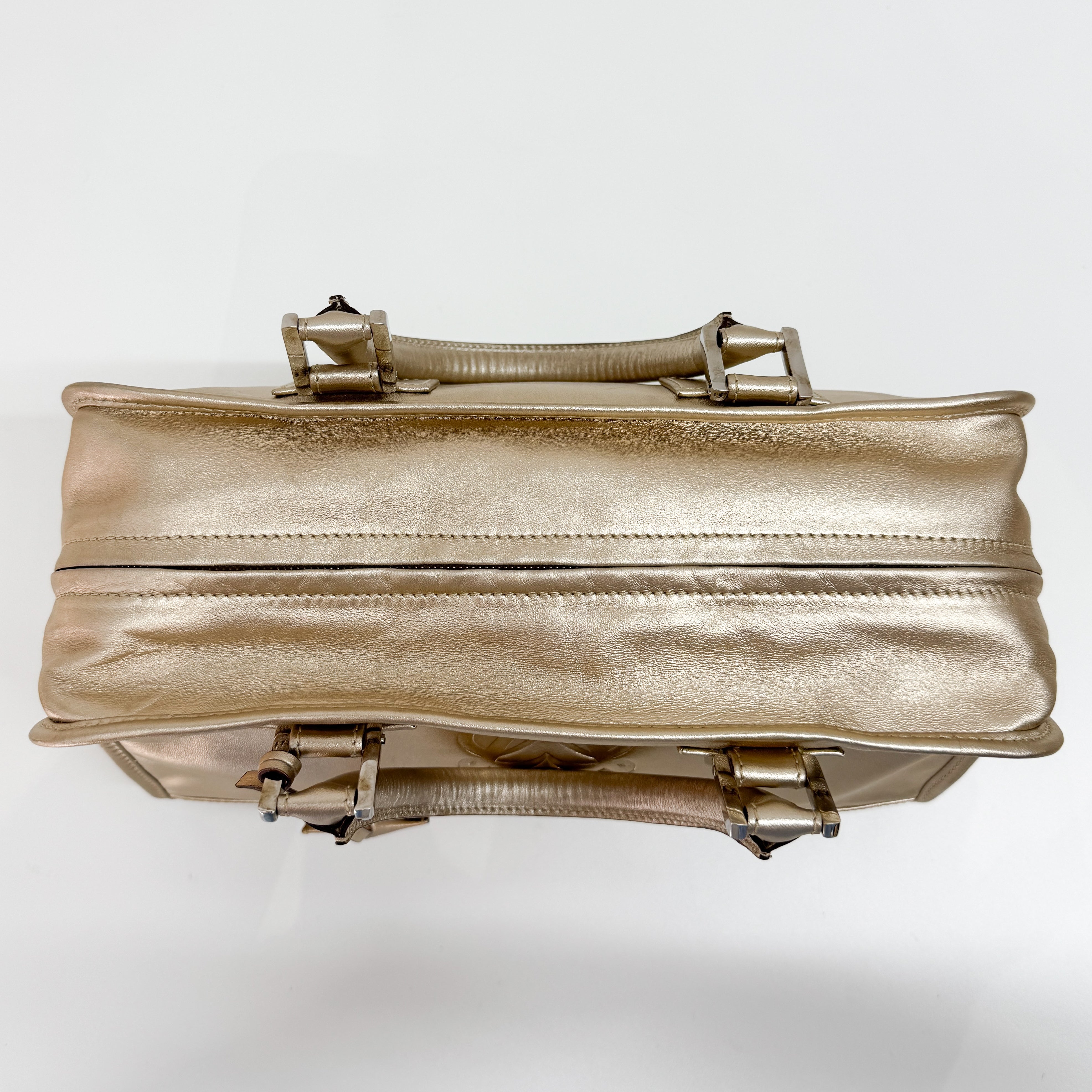 Anagram Gold Leather Hand Bag
