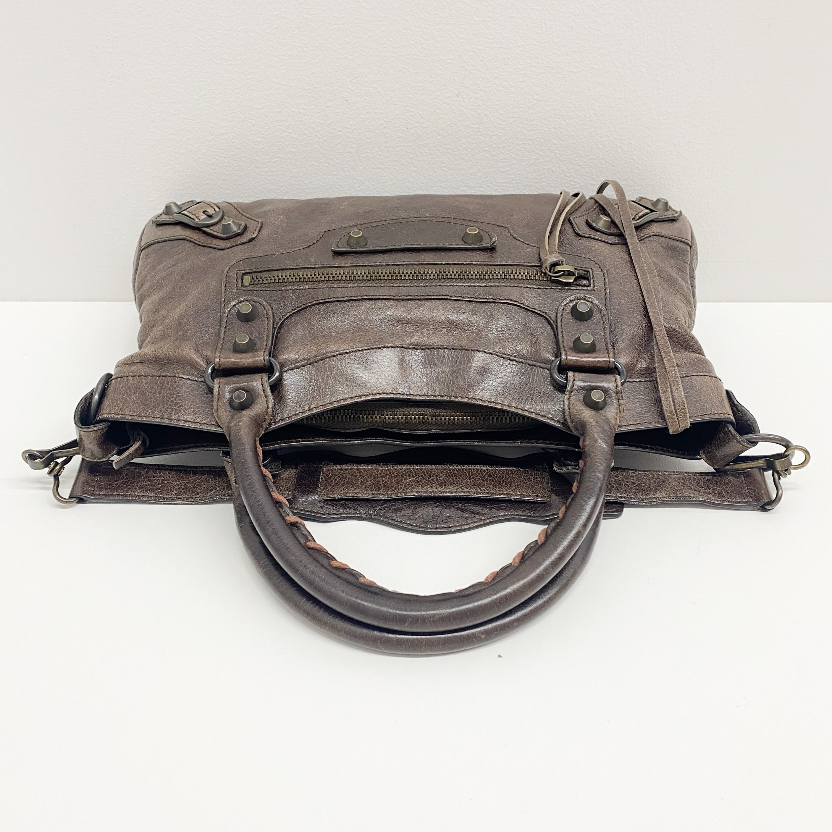 The First Dark Brown Calfskin Leather Two Way Bag