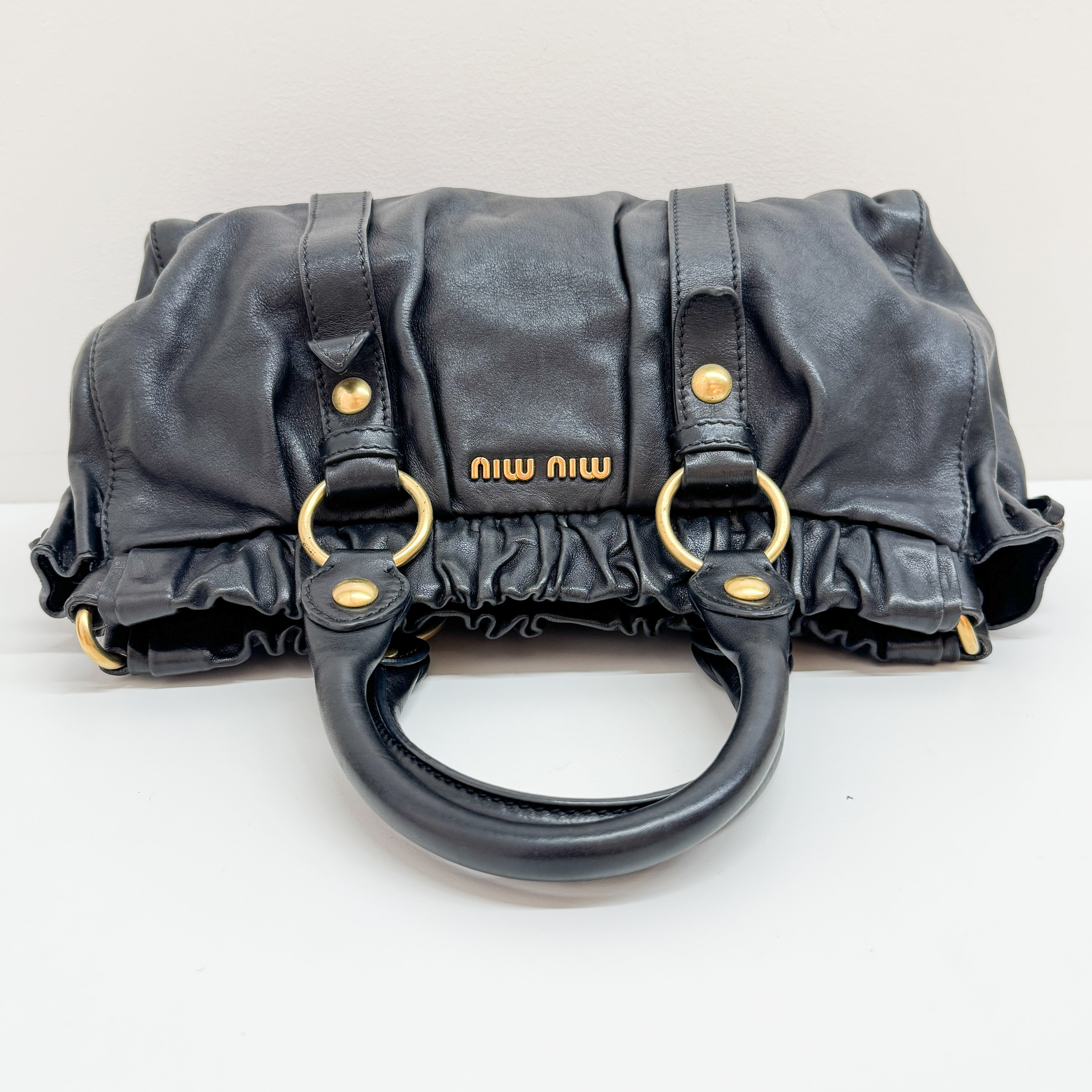 Vitello Black Calfskin Leather Two Way Bag