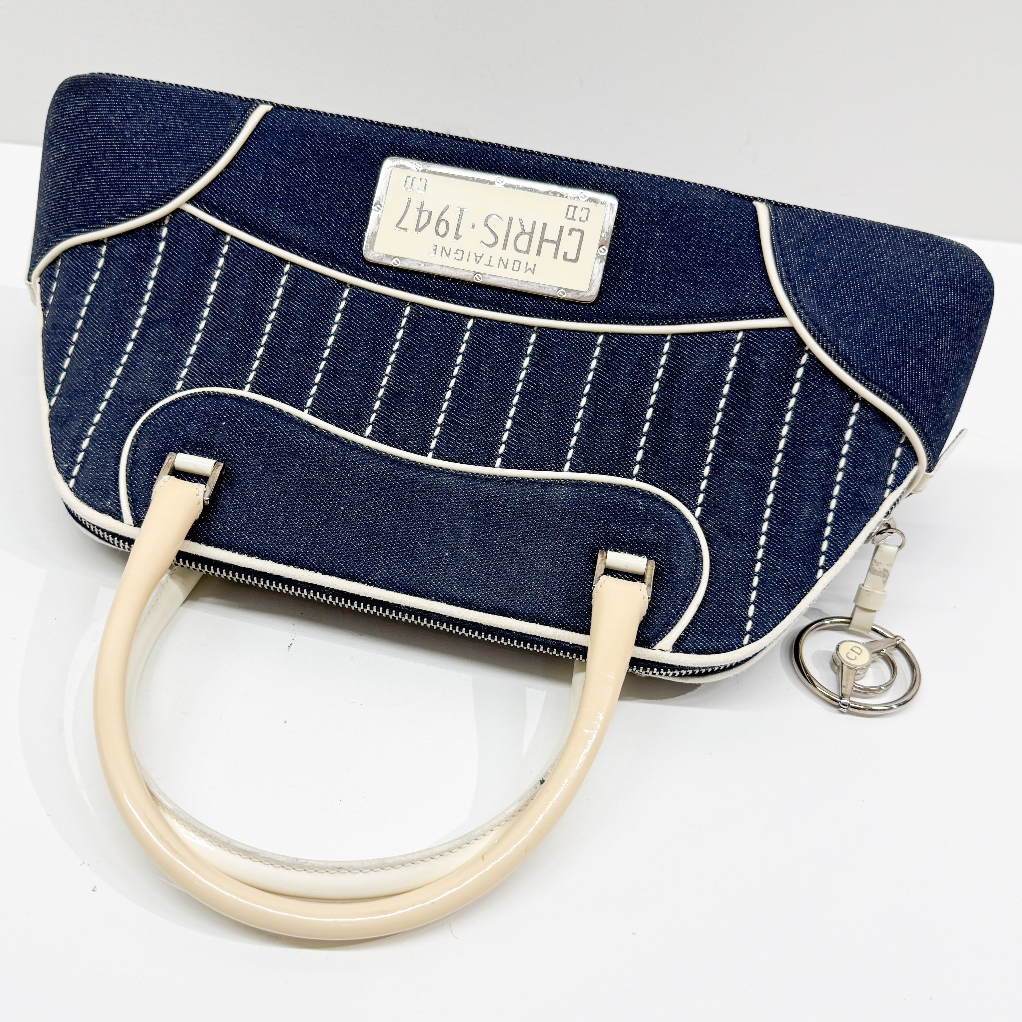 CHRISTIAN DIOR DENIM MONTAIGNE CADILLAC 1947 HANDLE BAG