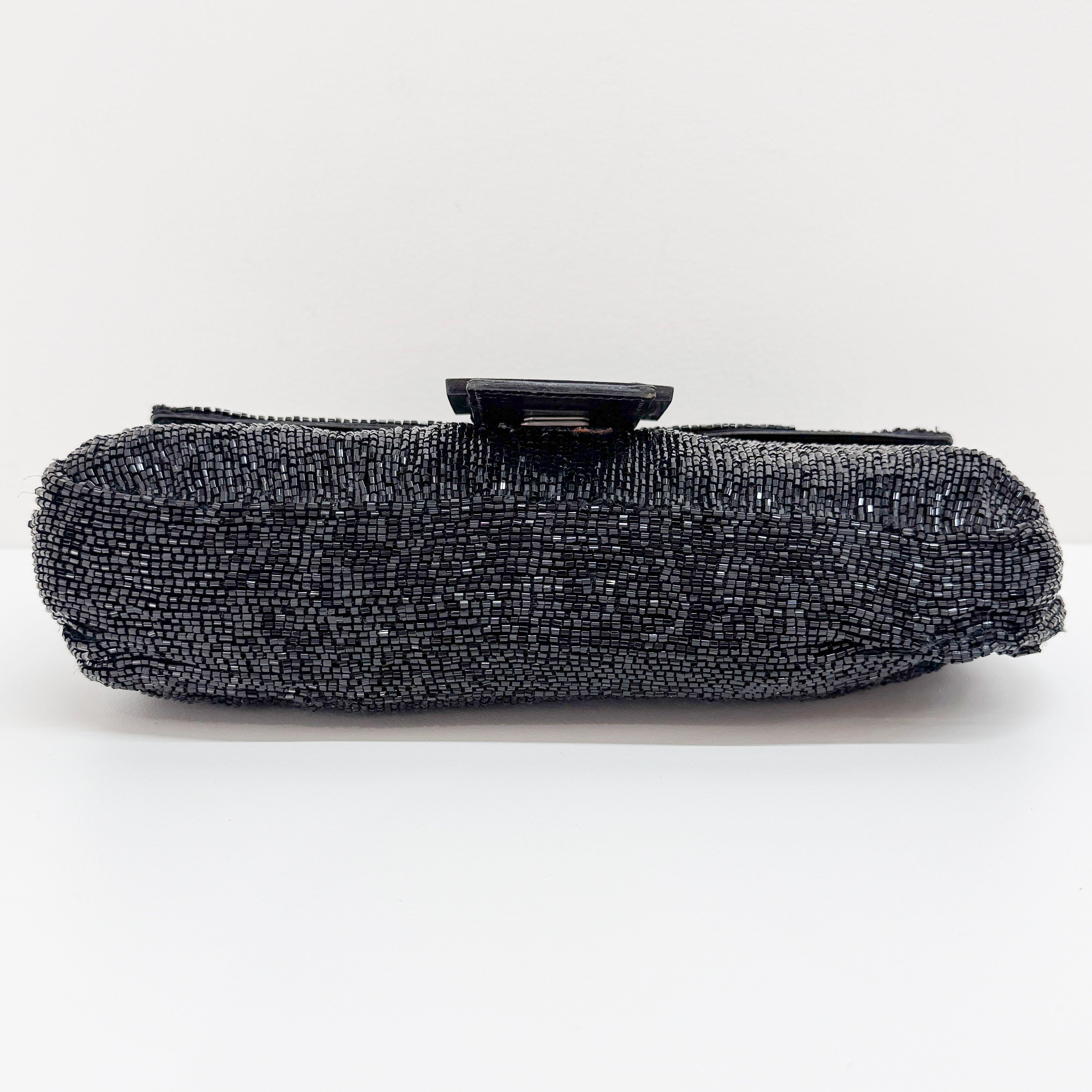 Baguette Black Beading Shoulder Bag