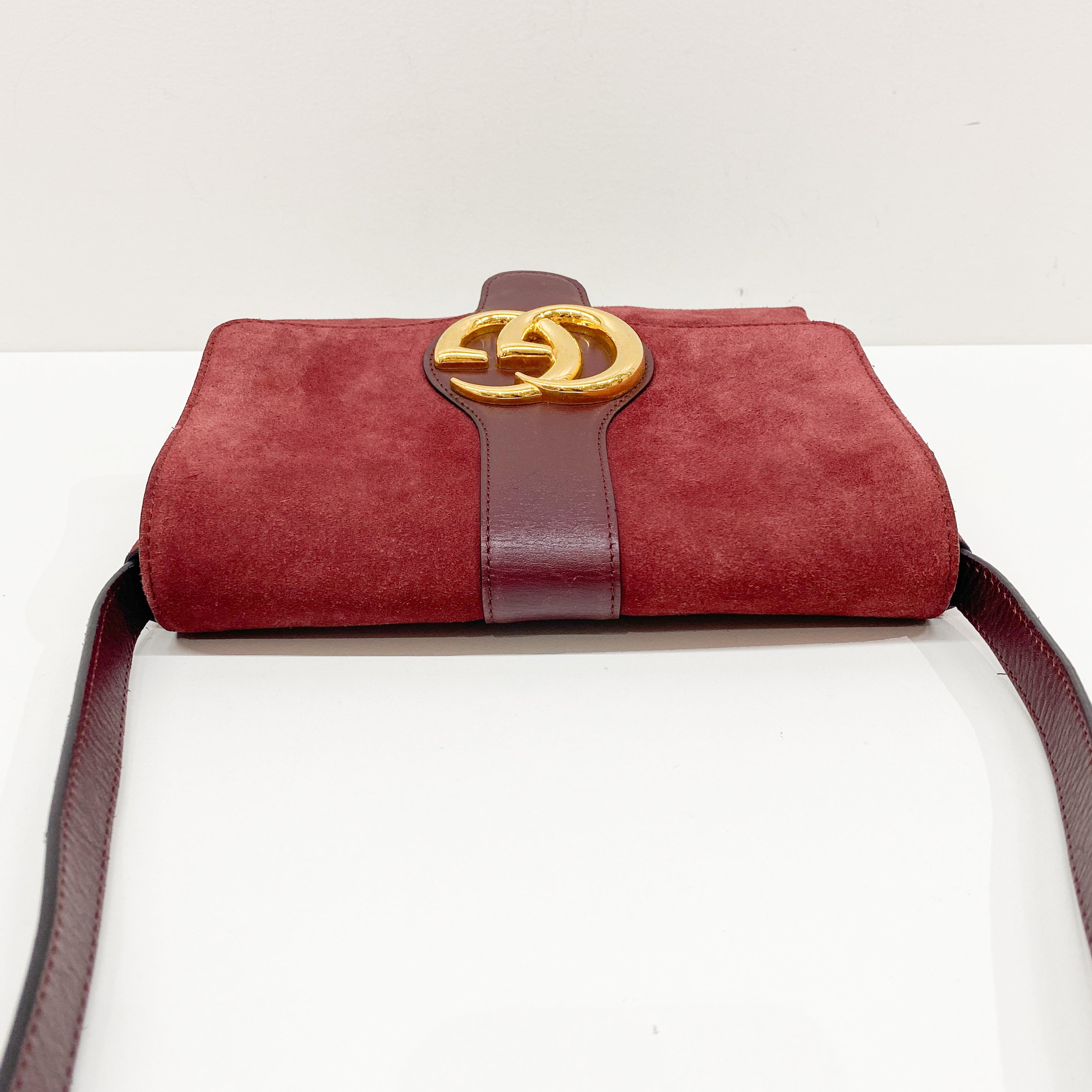 GG Marmont Red Suede Shoulder Bag