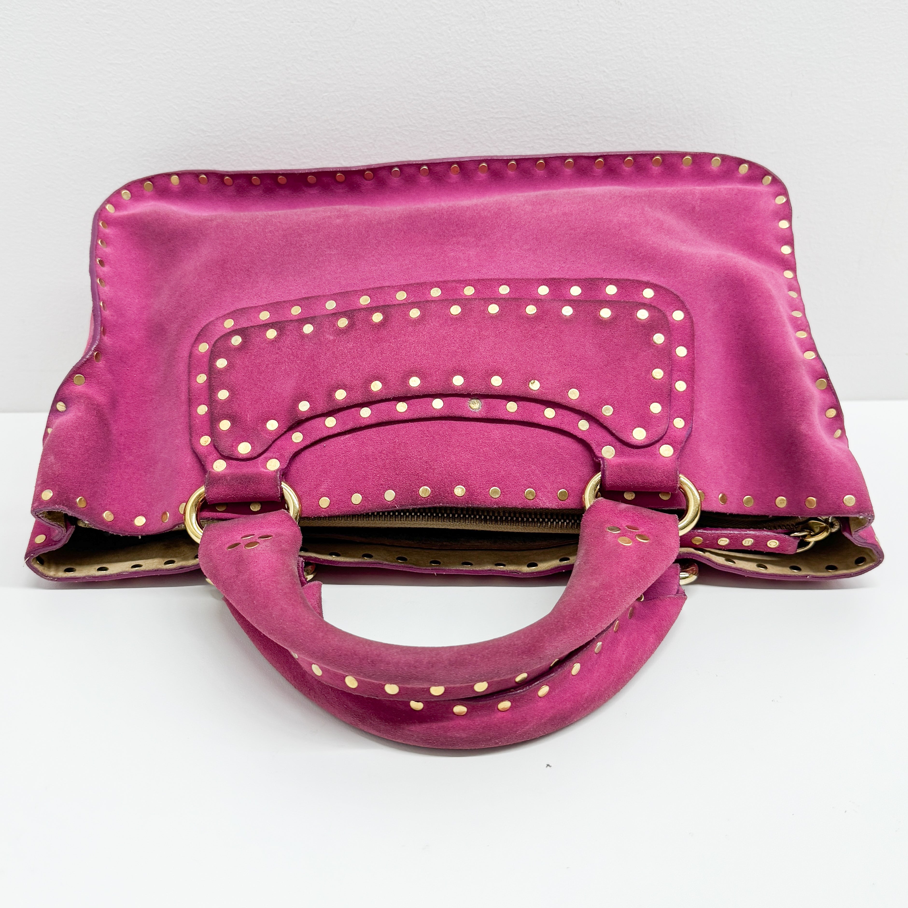 Boogie Pink Studded Suede Hand Bag