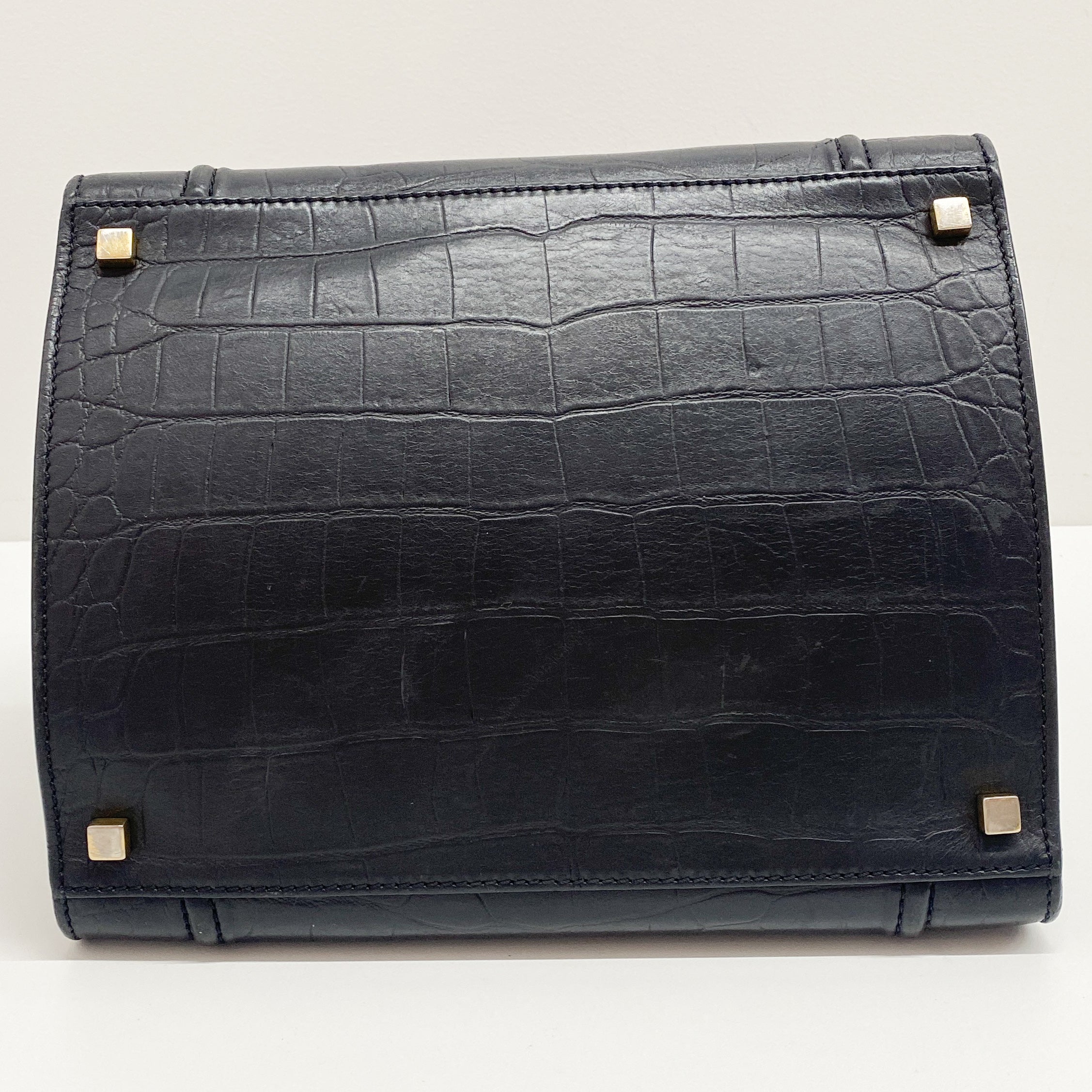 Luggage Phantom Black Crocodile Embossed Hand Bag