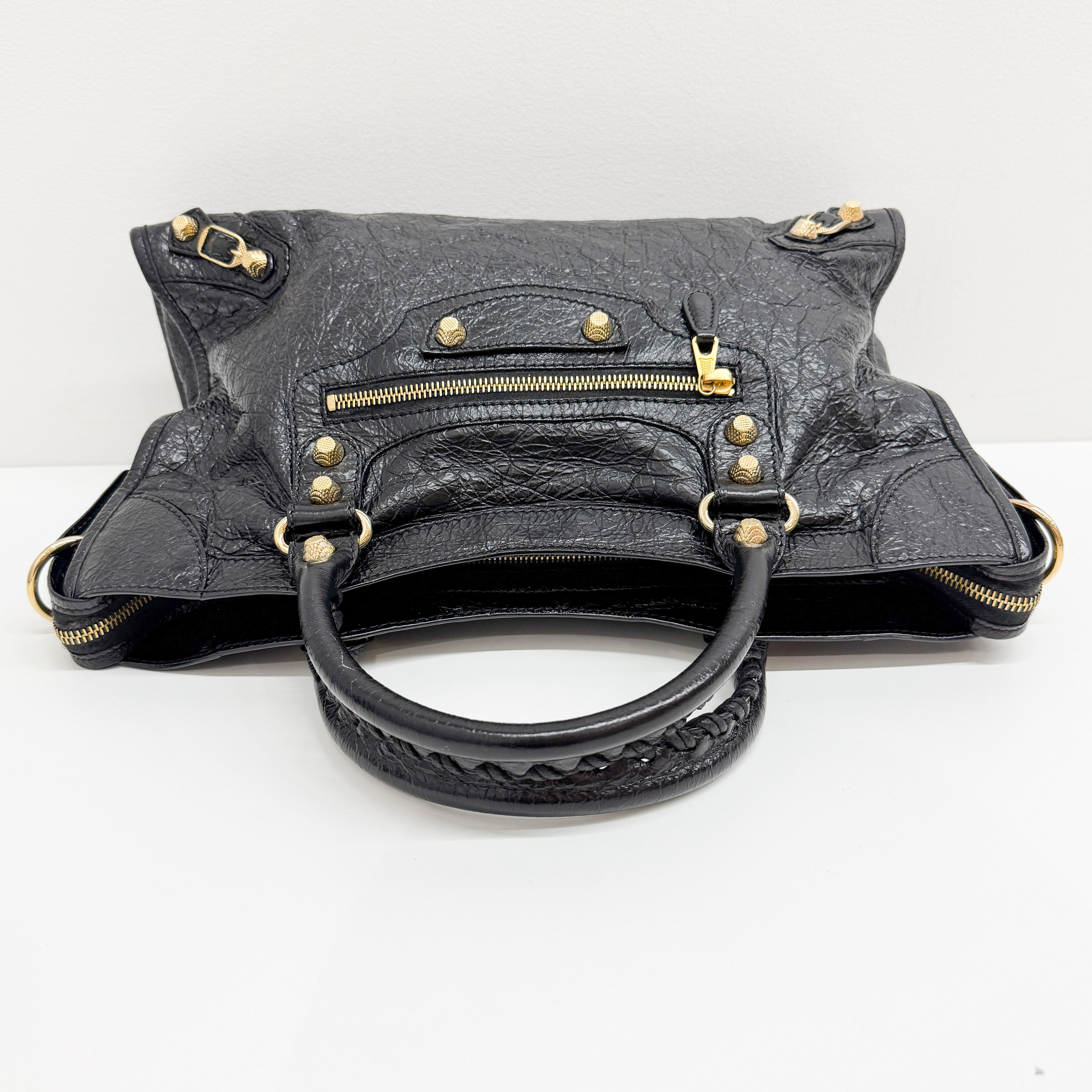 The City Black Calfskin Leather Two Way Bag