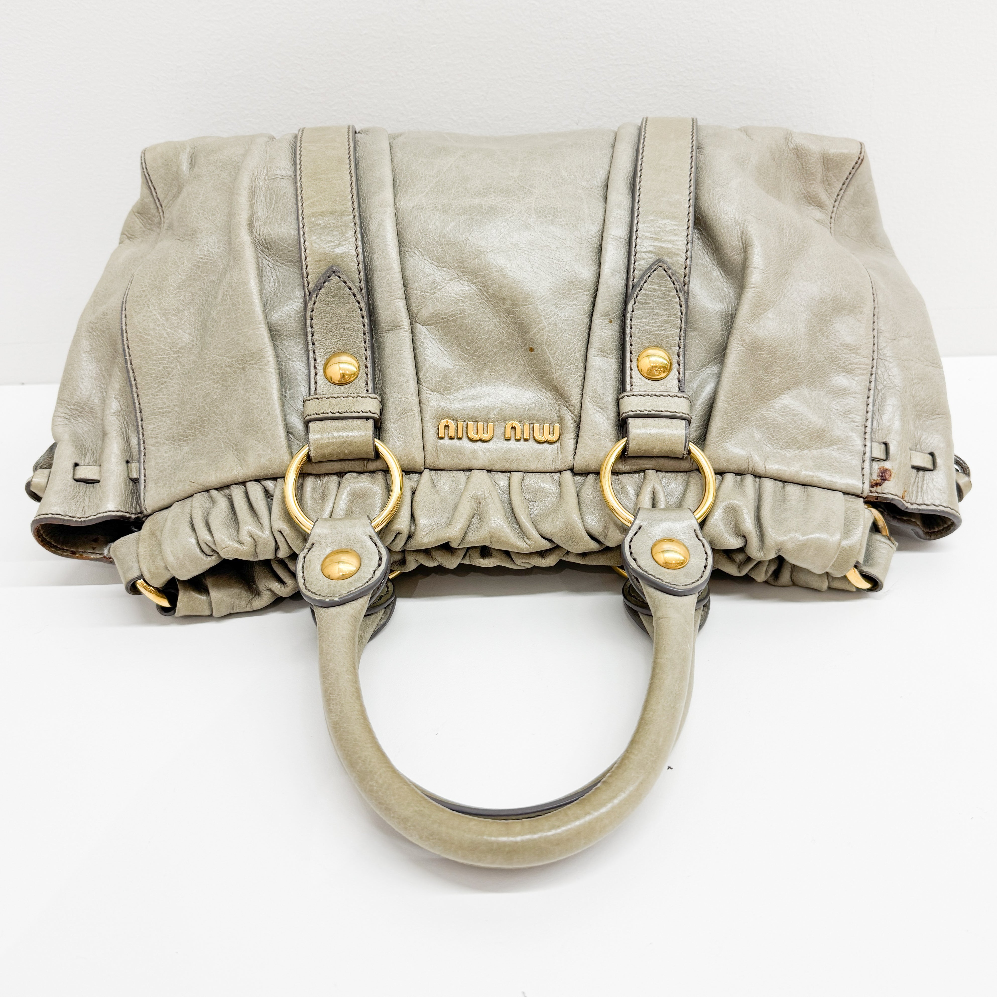 Vitello Beige Calfskin Leather Two Way Bag