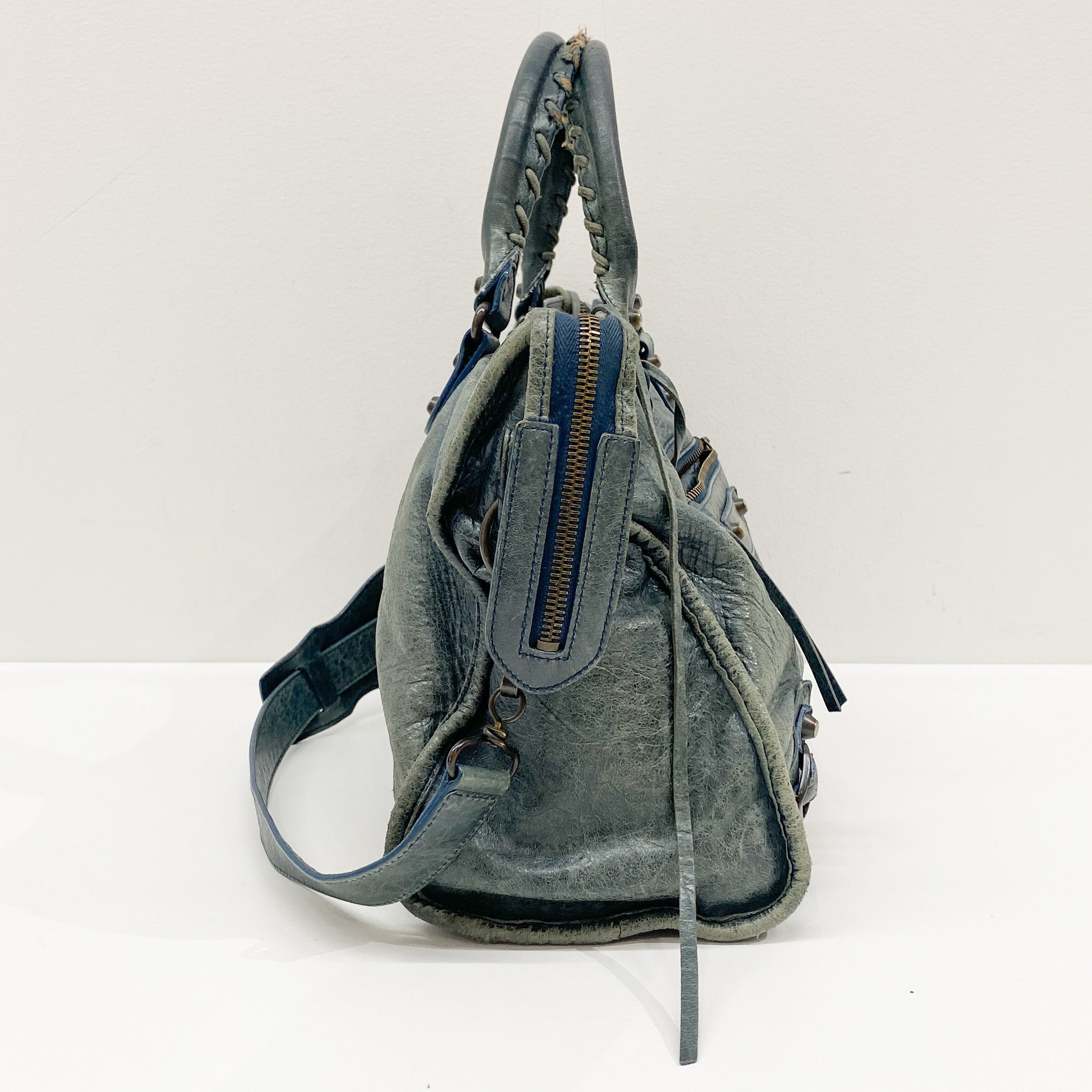 The City Green Calfskin Leather Two Way Bag