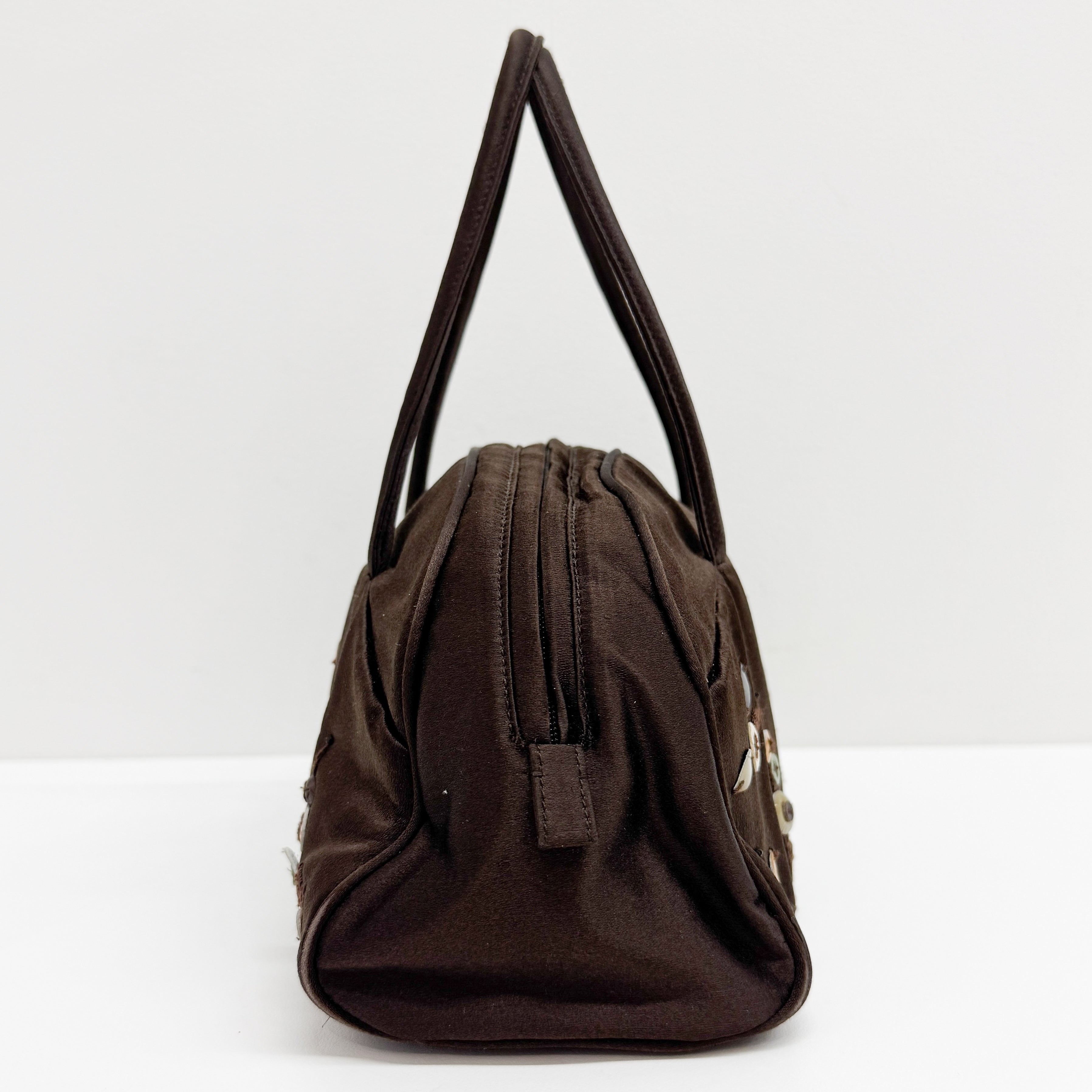 Vintage Black Beaded Satin Hand Bag