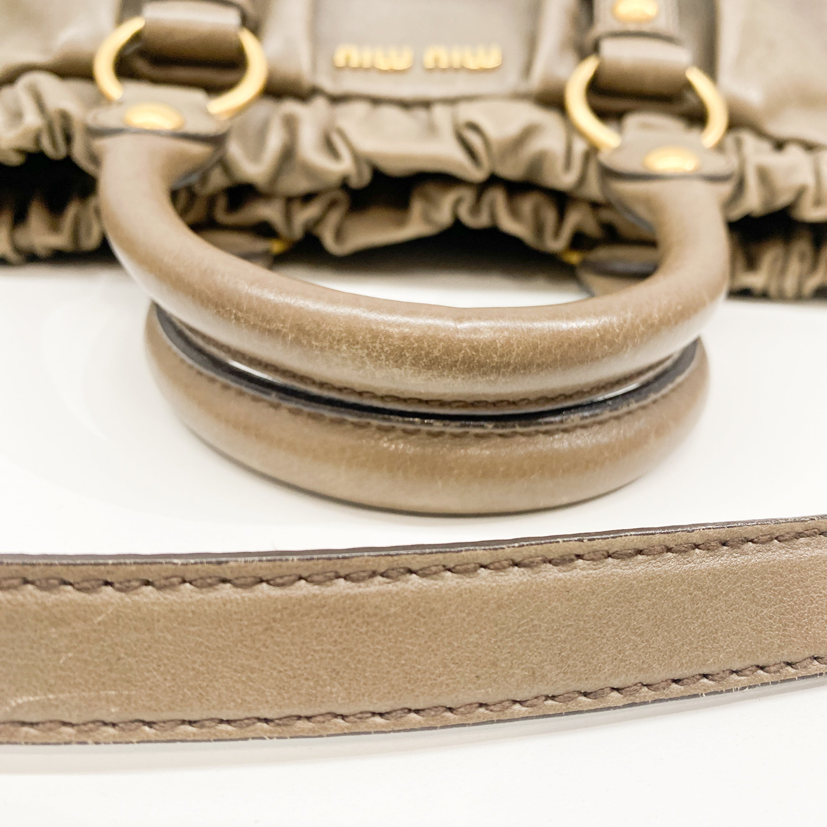 Vitello Grey Calfskin Leather Two Way Bag