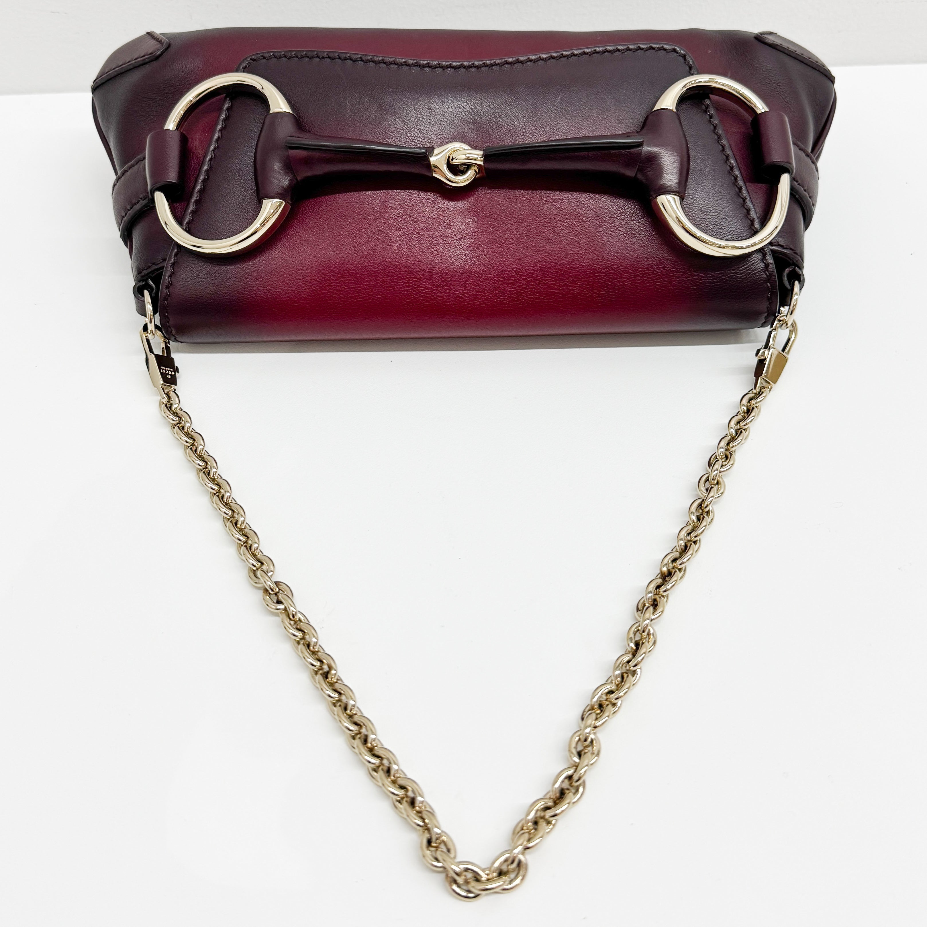 Horsebit Burgundy Ombrė Leather Shoulder Bag