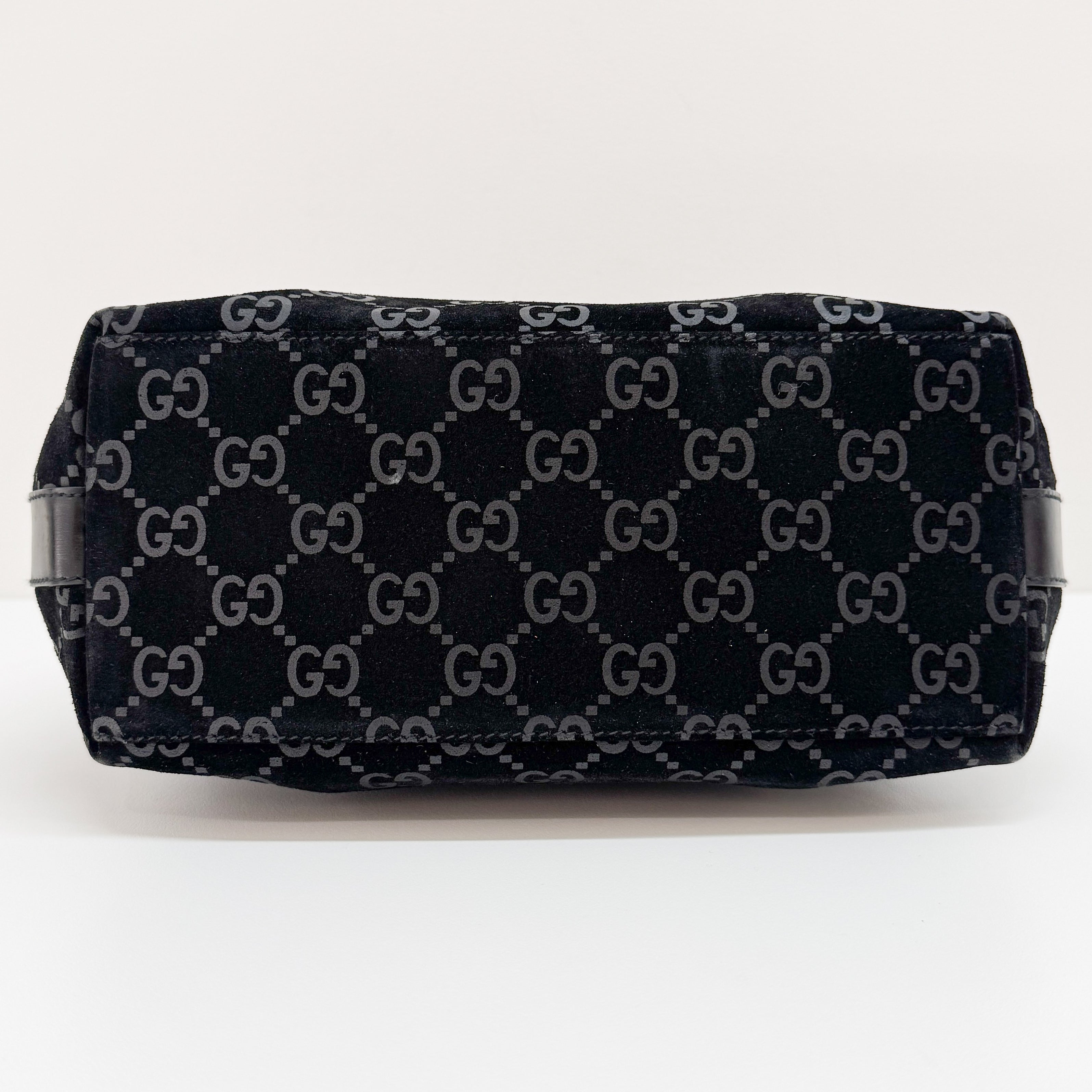 GG Black Suede Hobo Bag