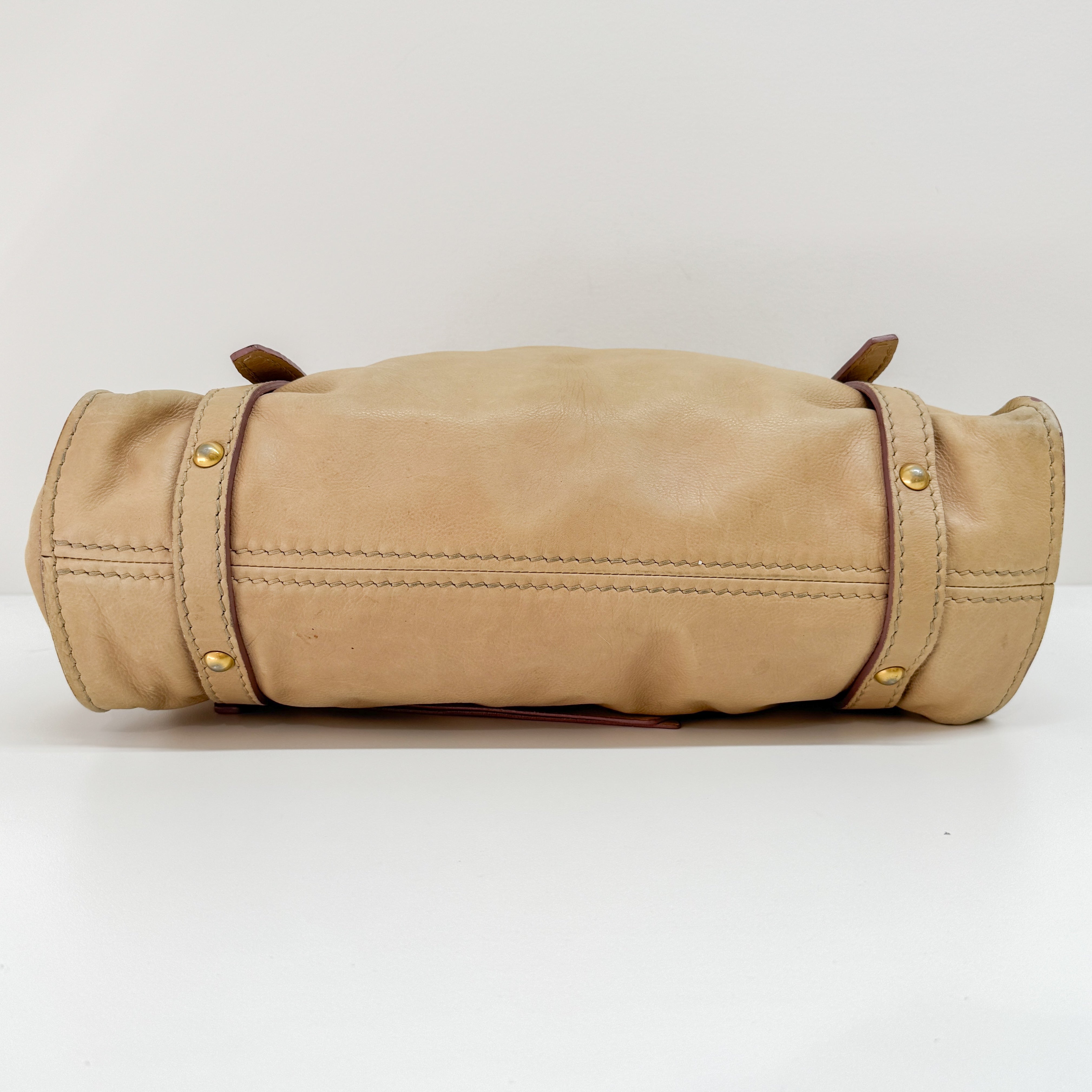 Vitello Lux Bow Bag Beige Calfskin Leather Shoulder Bag