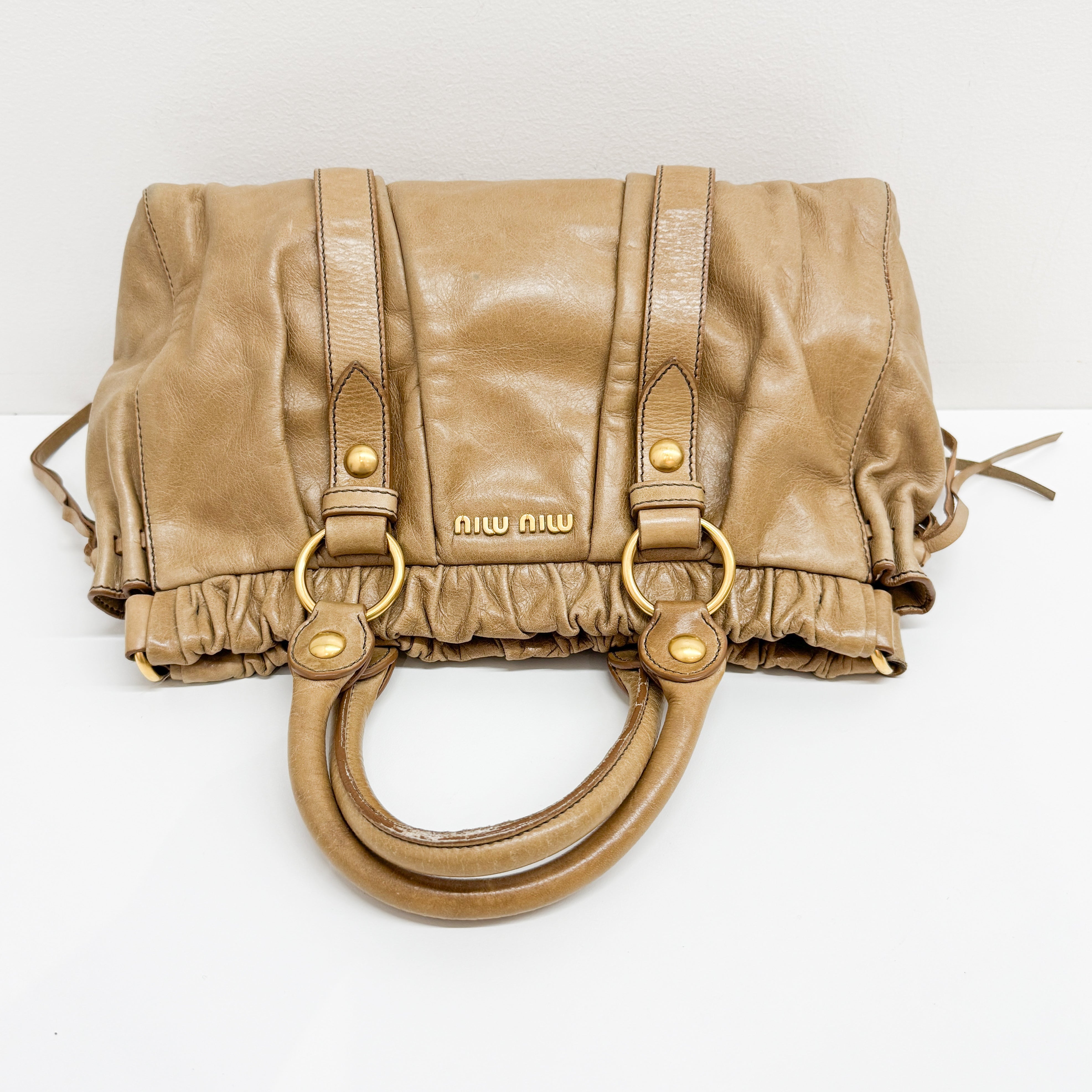 Vitello Brown Calfskin Leather Two Way Bag