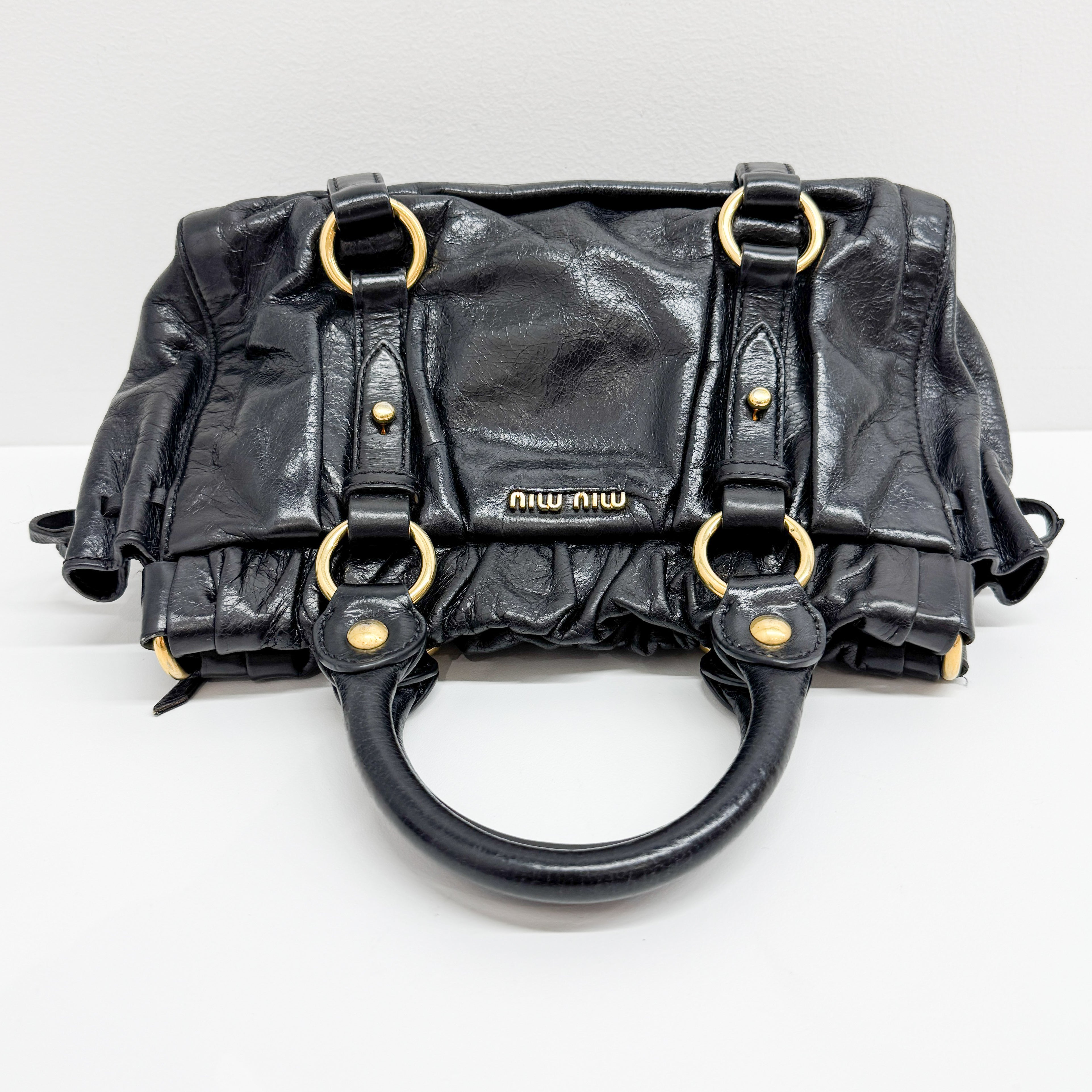 Mini Vitello Black Calfskin Leather Two Way Bag