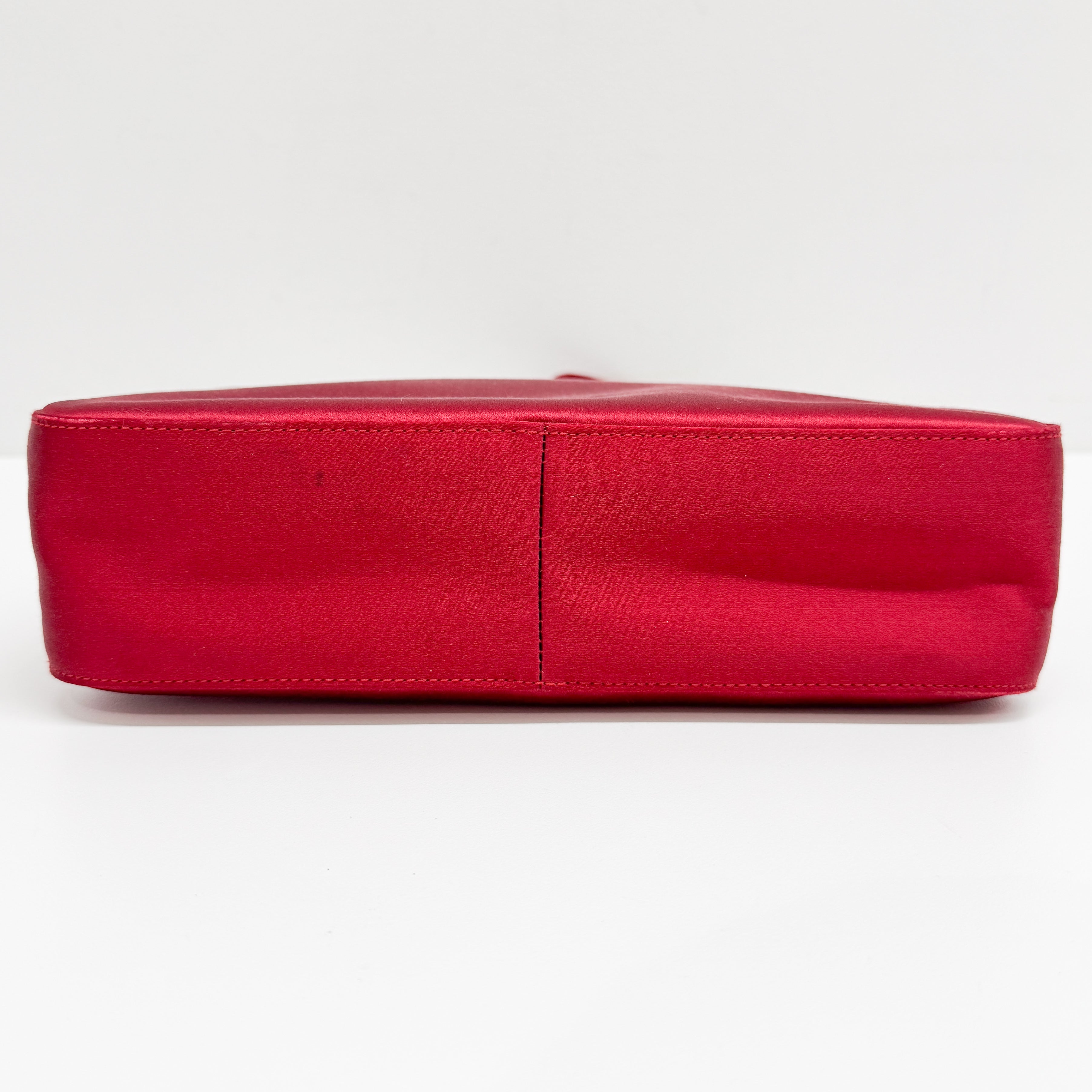 Vintage Red Triangle Satin Shoulder Bag