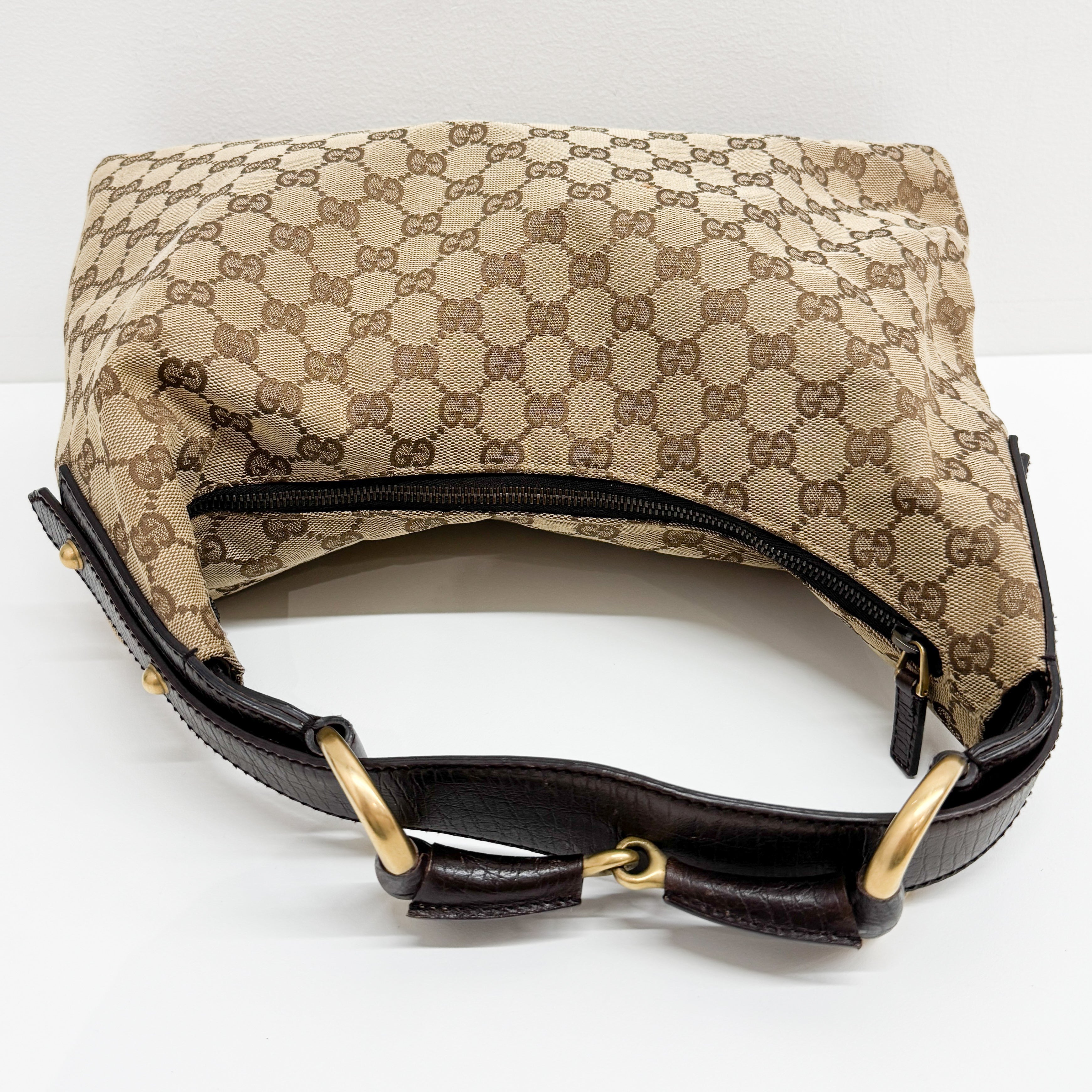 Horsebit Brown GG Canvas Hobo Bag