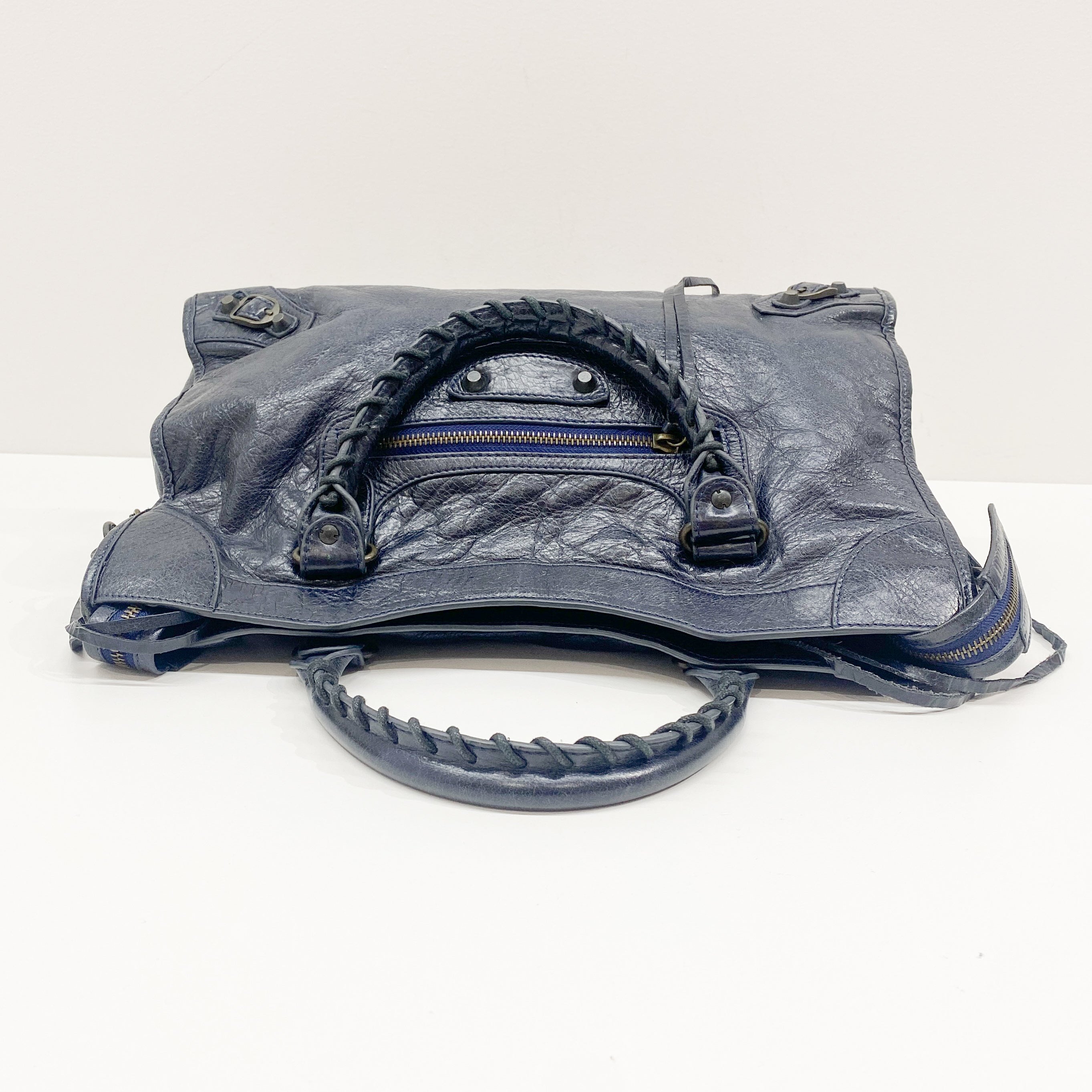 The City Navy Leather Bag