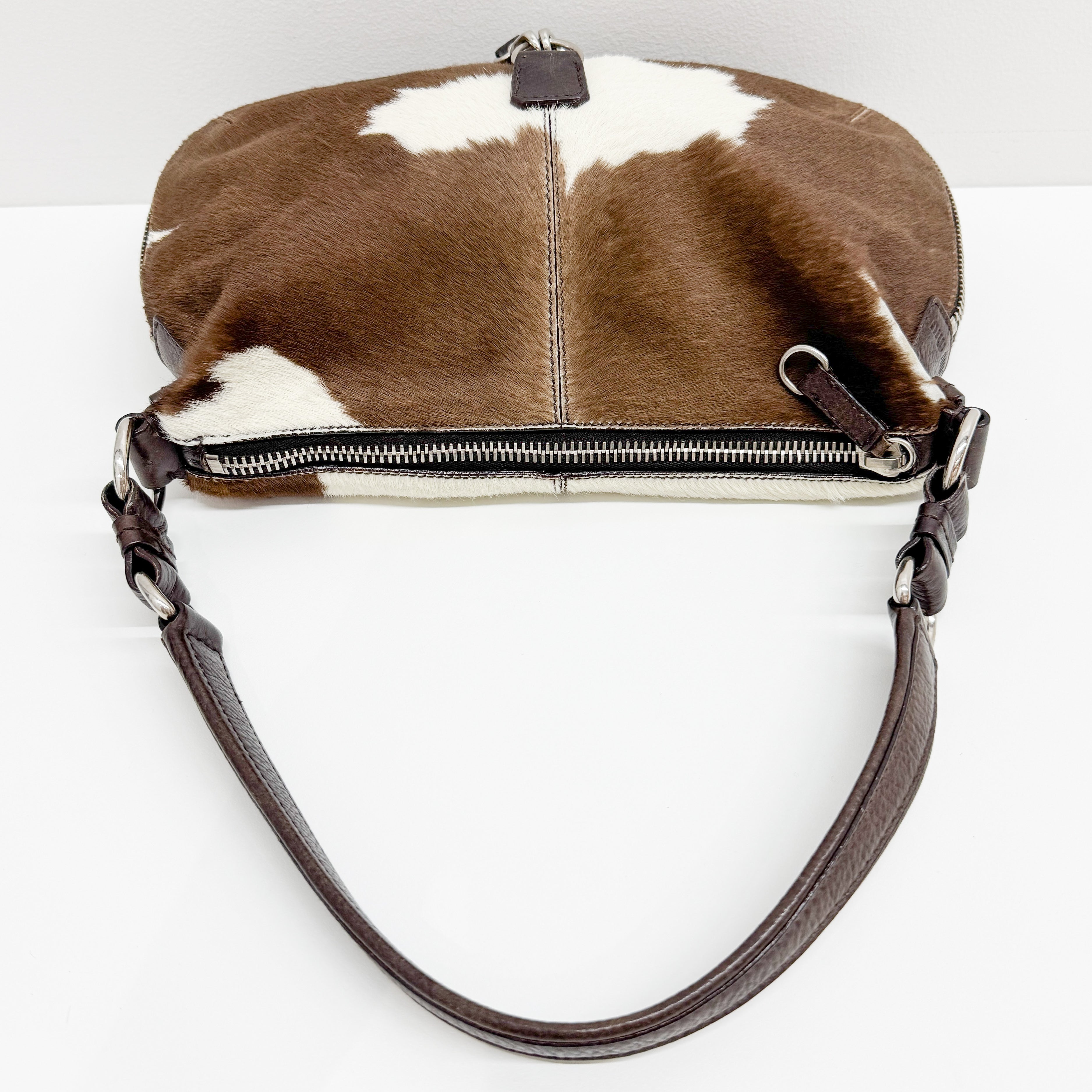 Beau Brown Cow Print Pony Hair Shoulder Bag