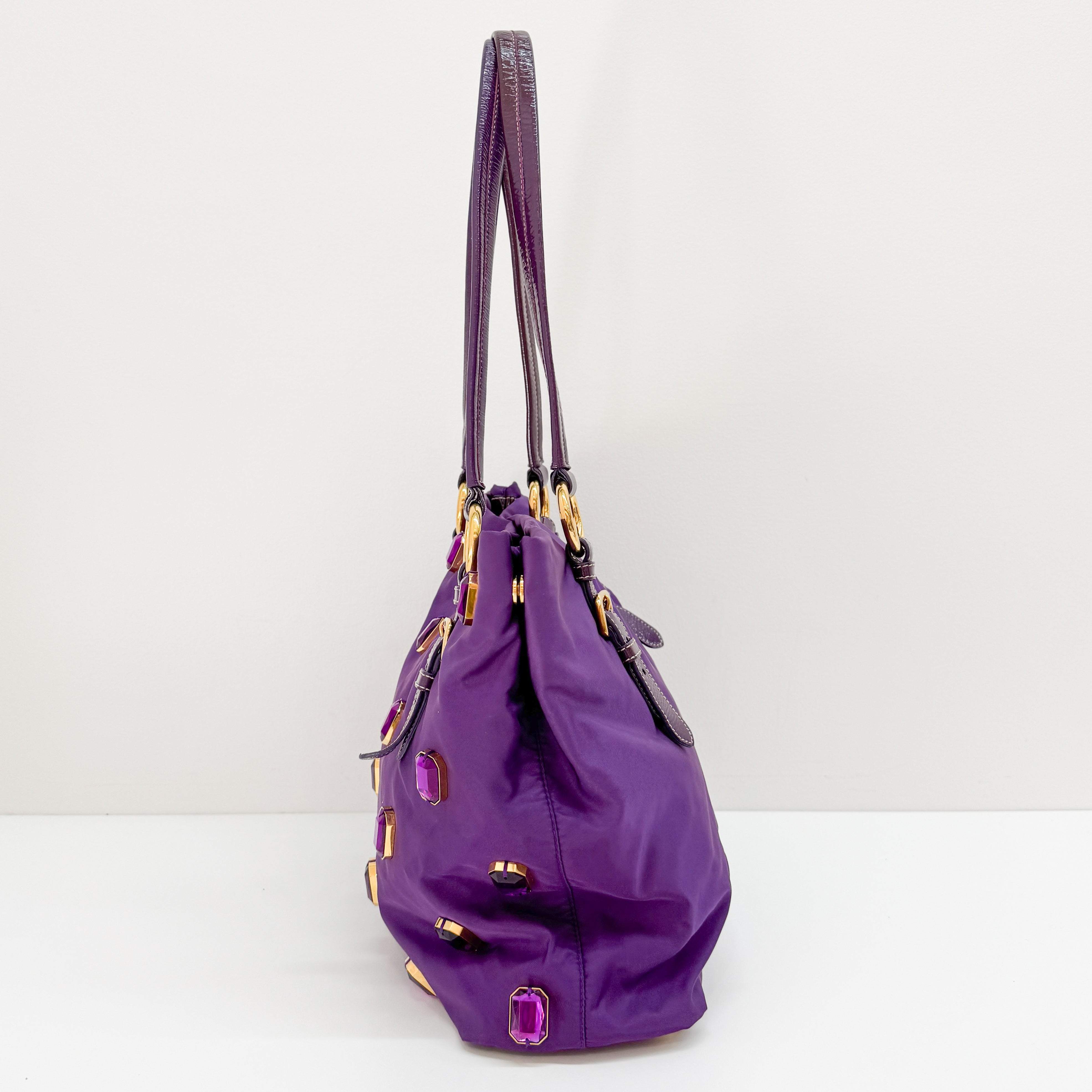 Vintage Purple Rhinenstone Satin Shoulder Bag