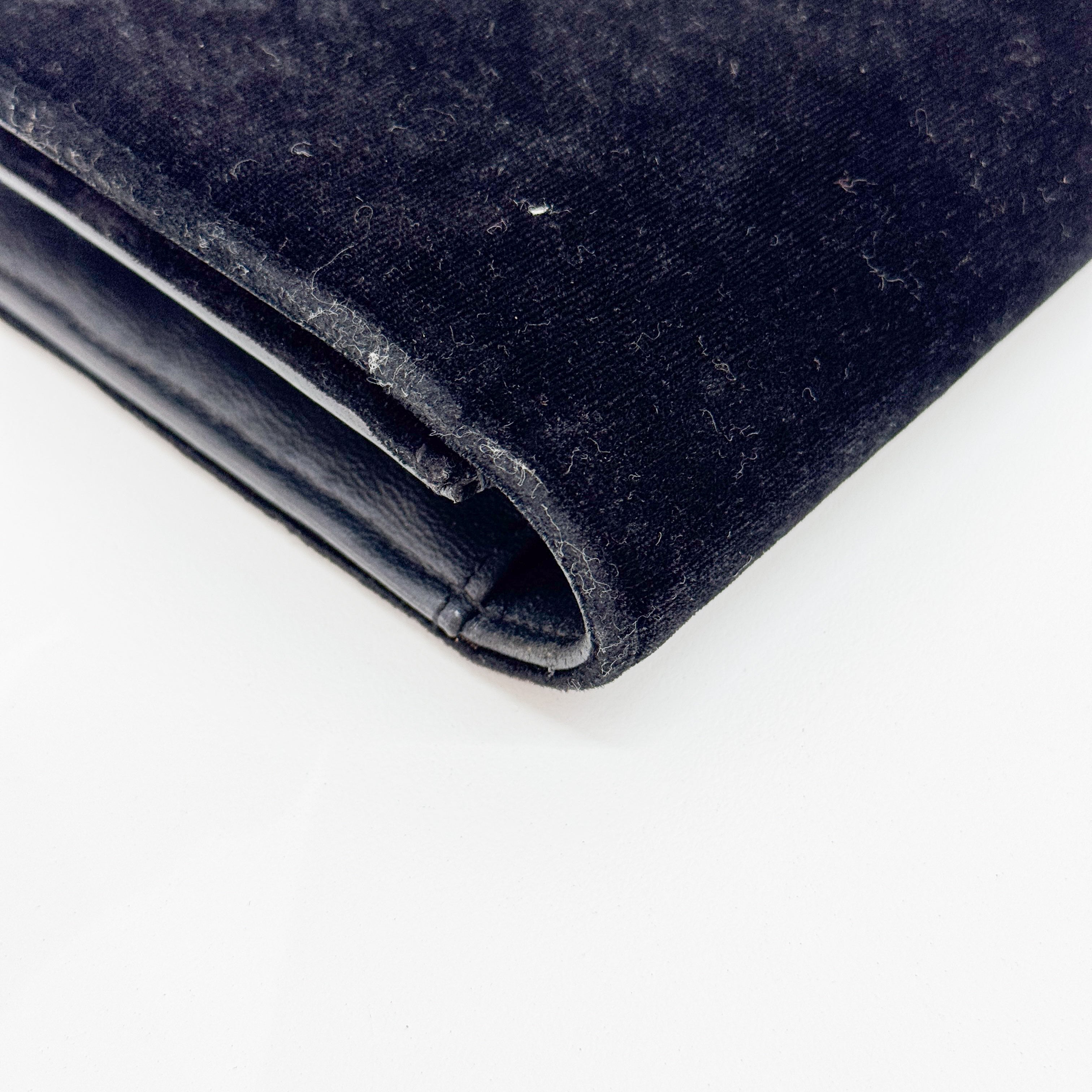 Kate Cassandra Black Rhinestone Velvet Shoulder Bag