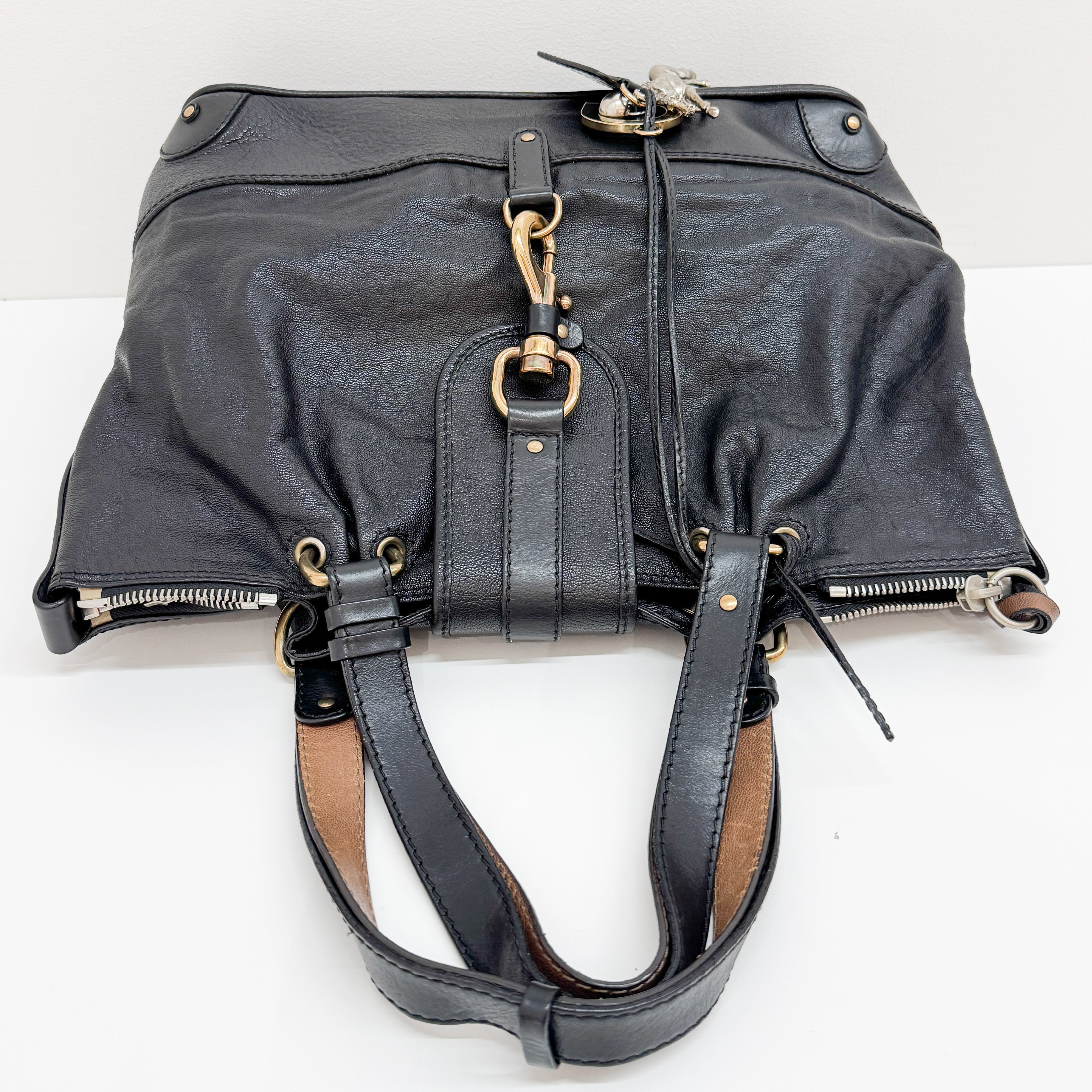 Kerala Black Leather Two Way Bag
