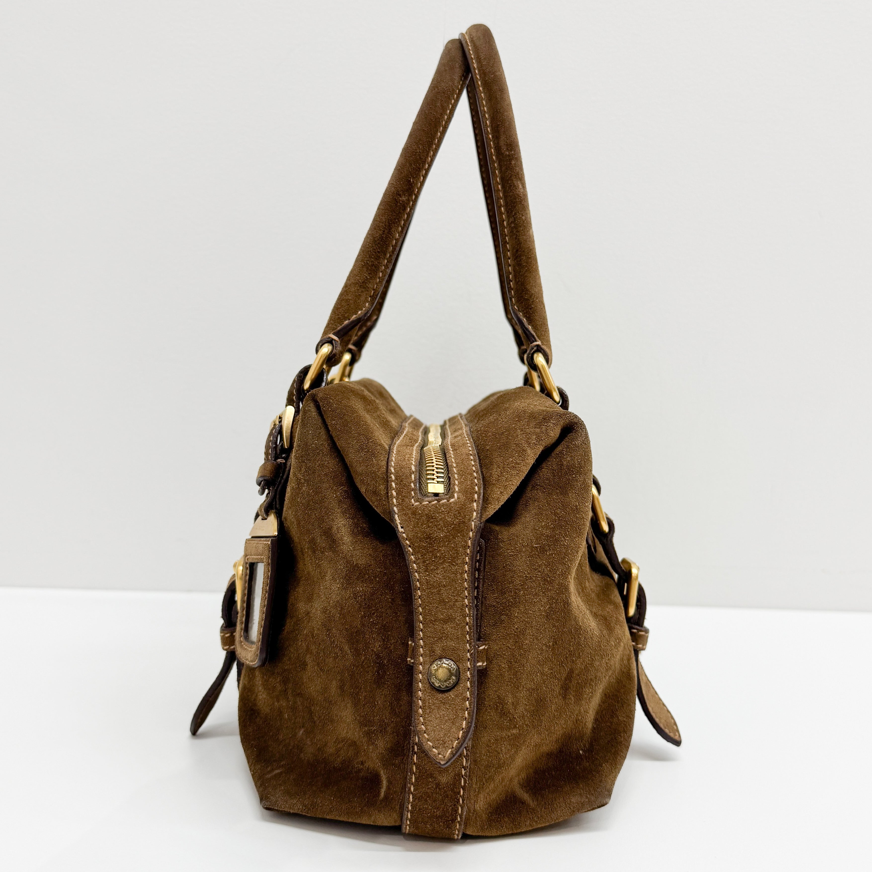 Vintage Brown Suede Hand Bag