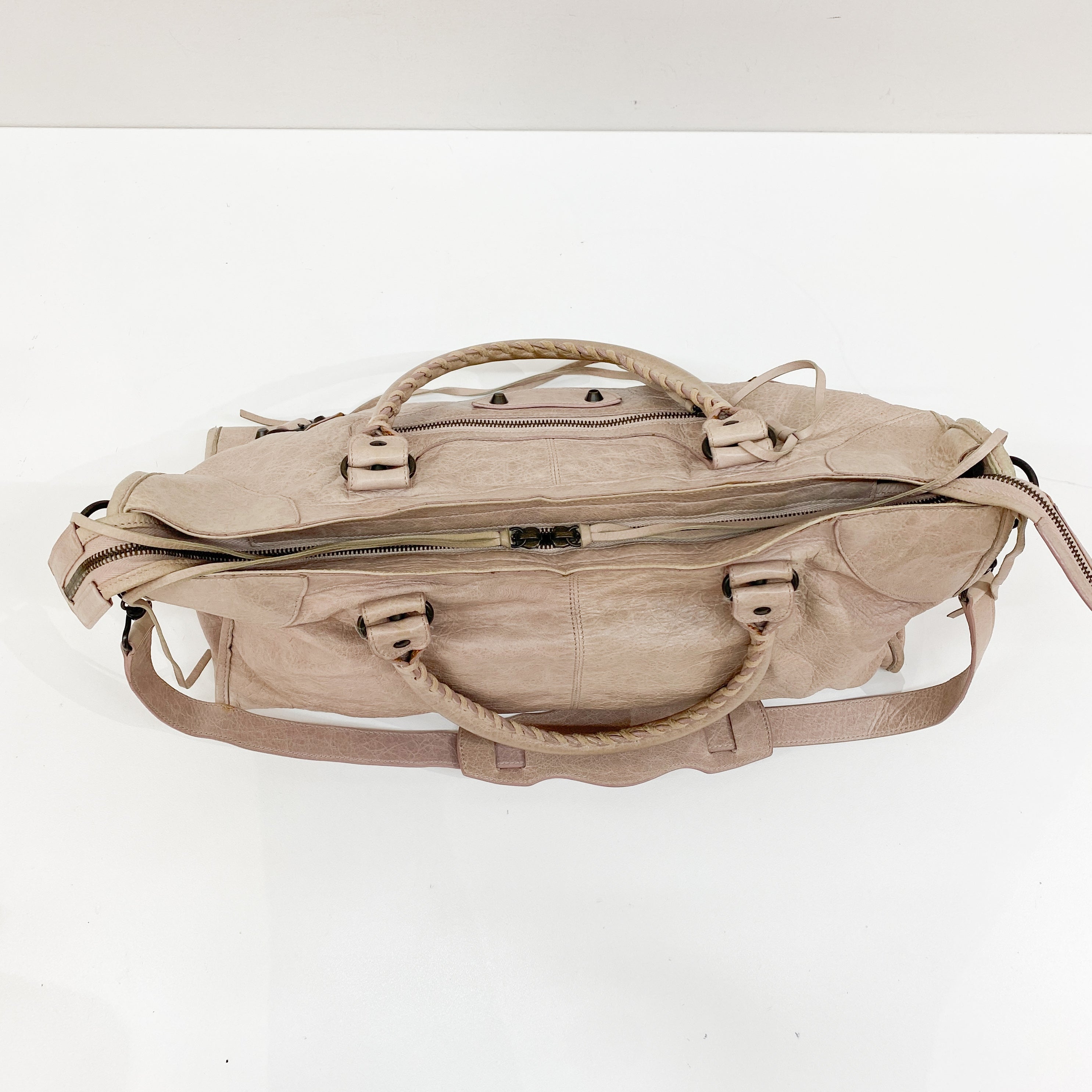 The City Beige Leather Two Way Bag