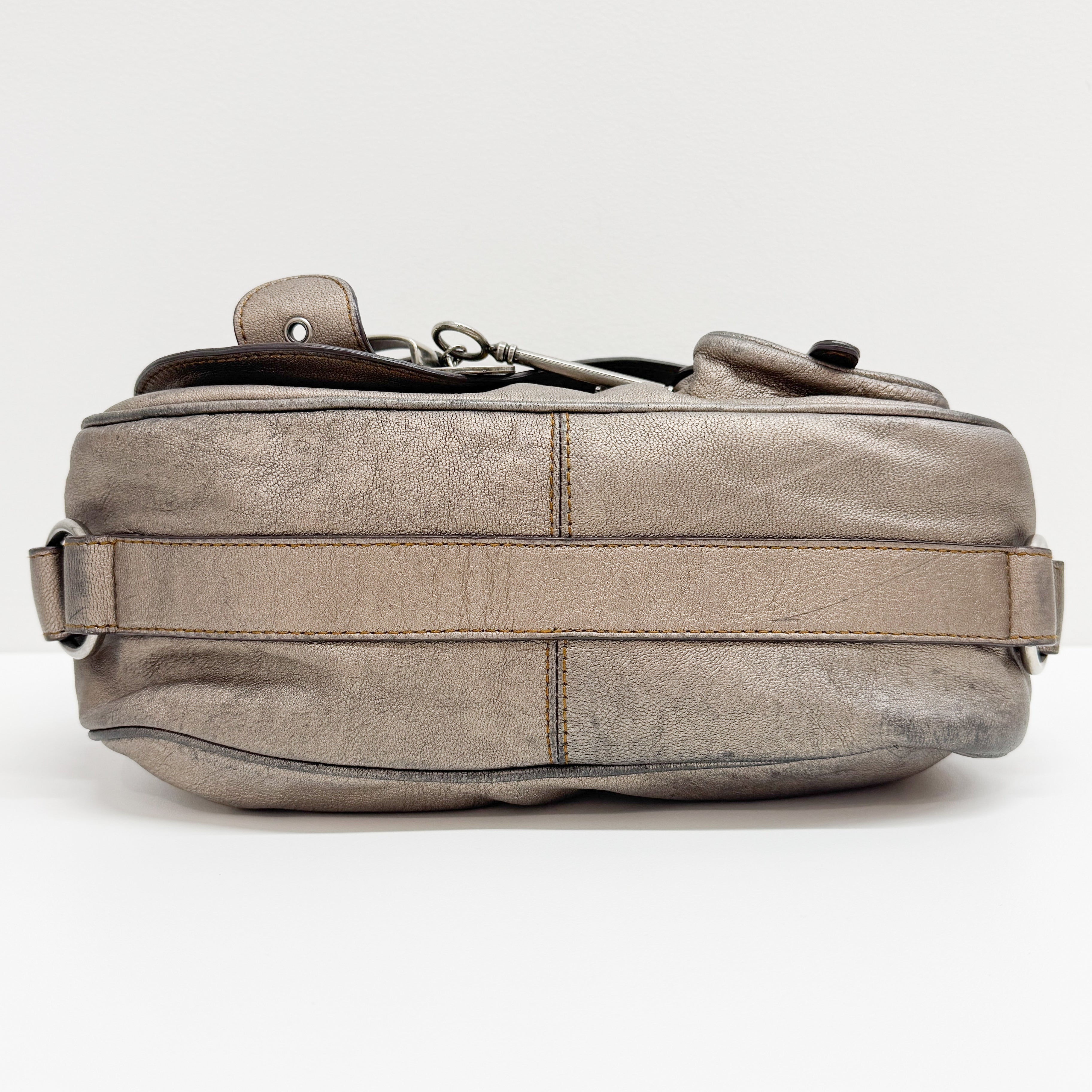 Gaucho Bronz Metallic Calfskin Leather Shoulder Bag