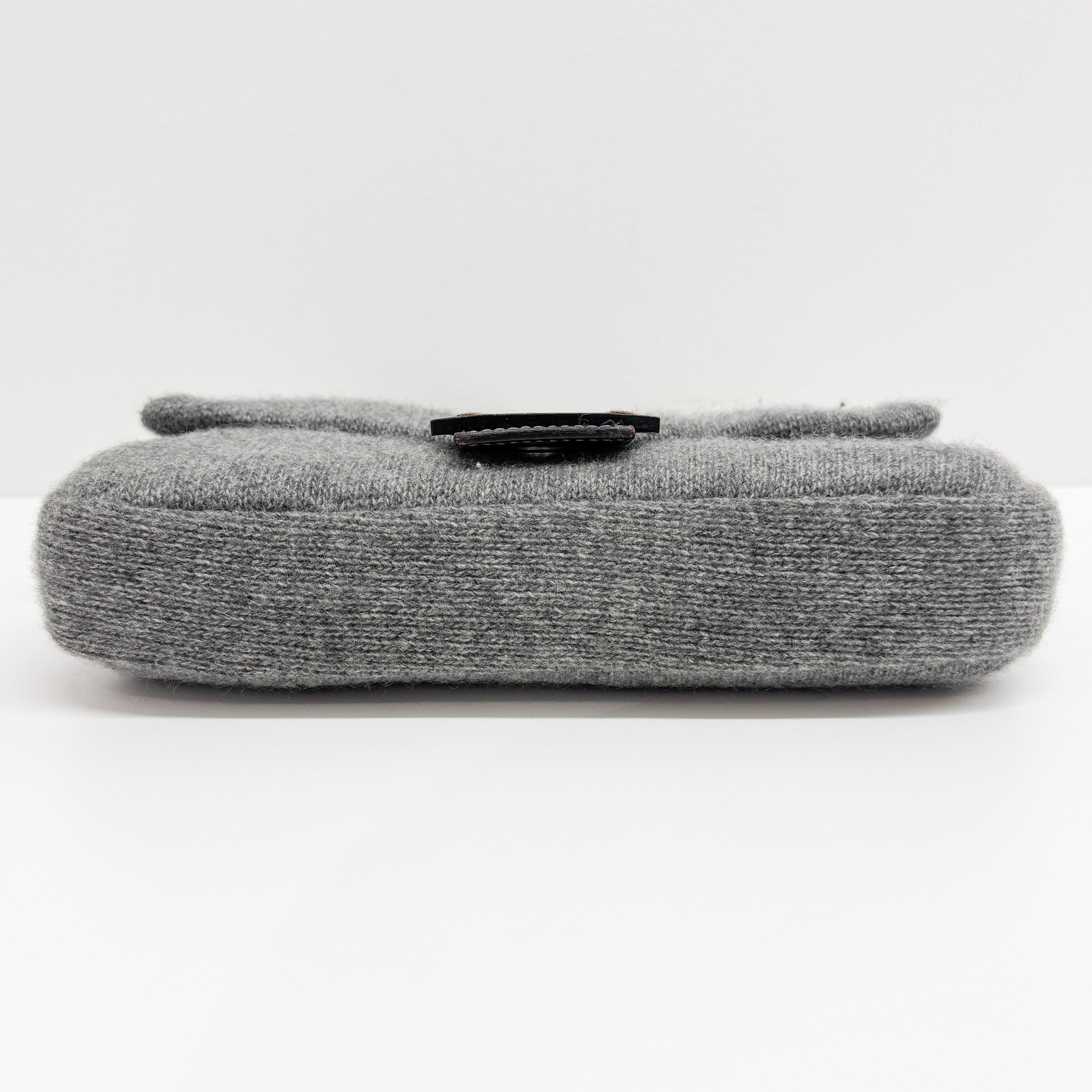 Baguette Grey Wool Shoulder Bag